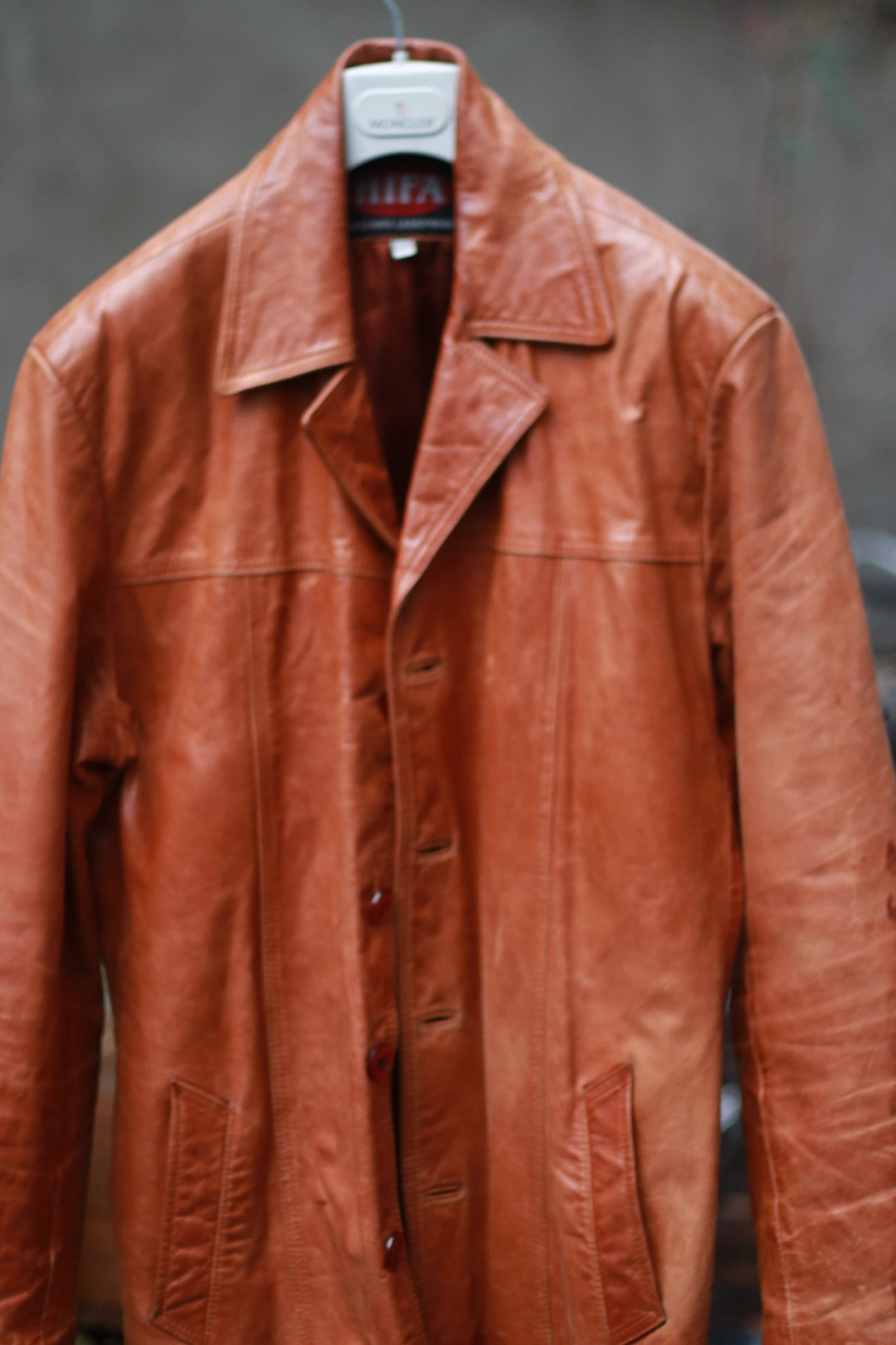 90s Hifa Exclusive Leather Jacket |Vintage Brown Leather Coat | minimalist leather design