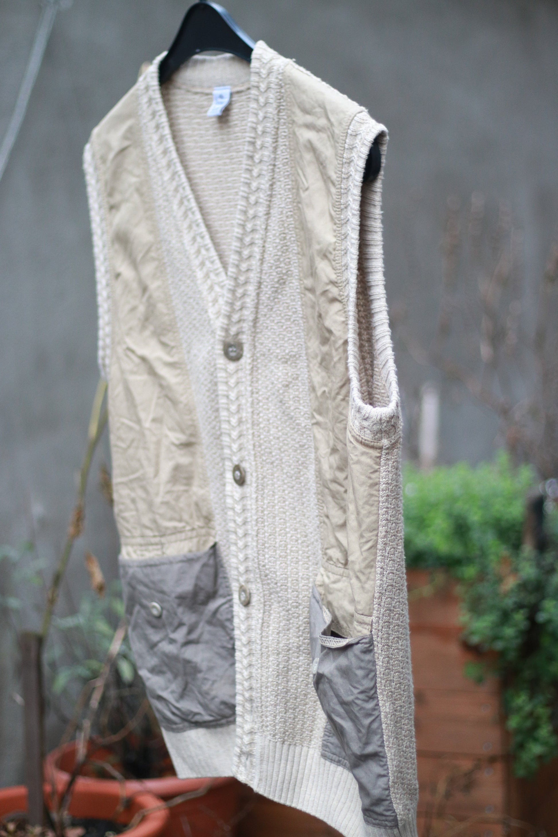 80s Thomas Lloyd Mix Media Vest | Vintage Monochrome Western Country-inspired Vest with pockets