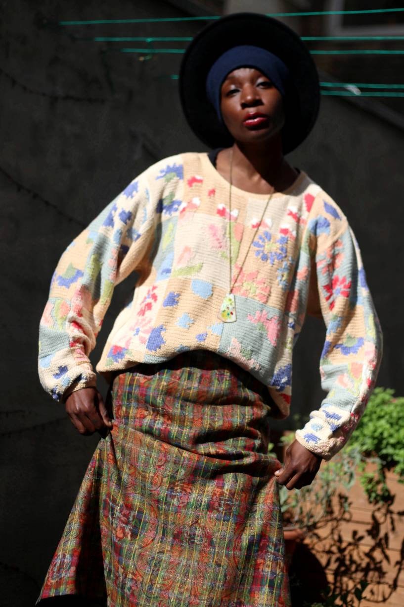 Vintage E E Elgance Paris Wool blend Skirt | 90s feminine skirt with bold stripes and florals