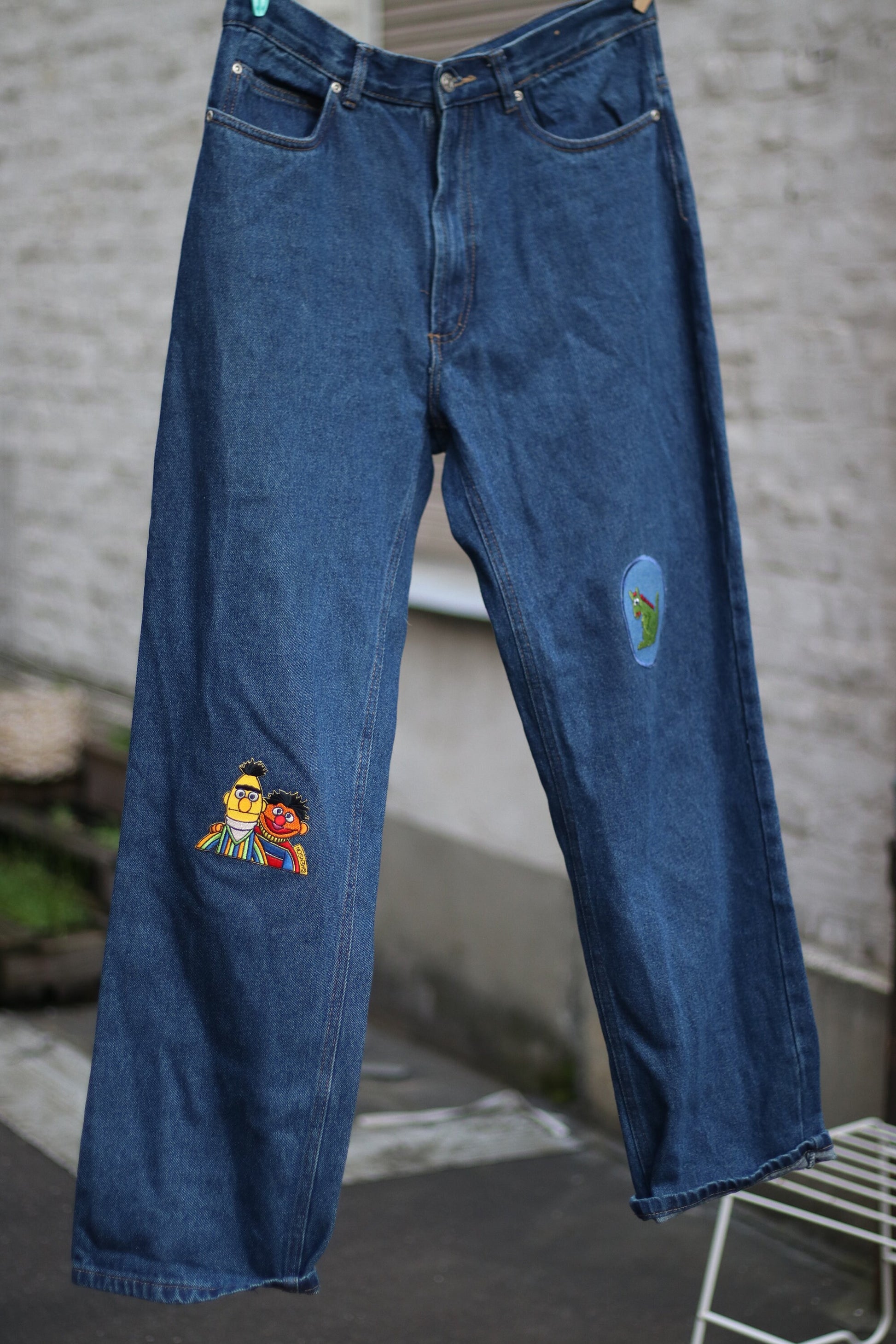 Vintage Identic denim | y2k upcycled denim with cool patches| Vintage blue jeans with quirky details