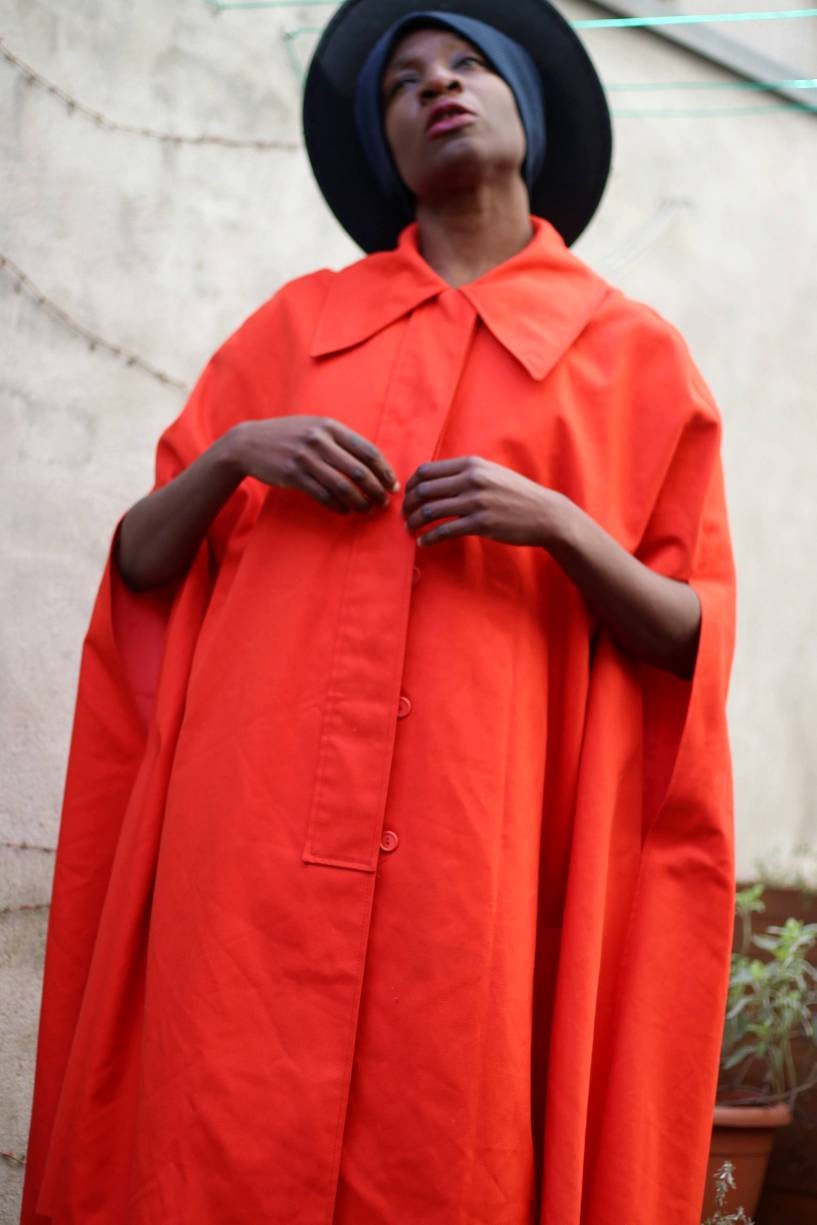 60s Voyager West by Youthcraft Mod Cape Coat| Vintage Orange Chic Cape| Bold Retro Outerwear| Old glamour winter coat