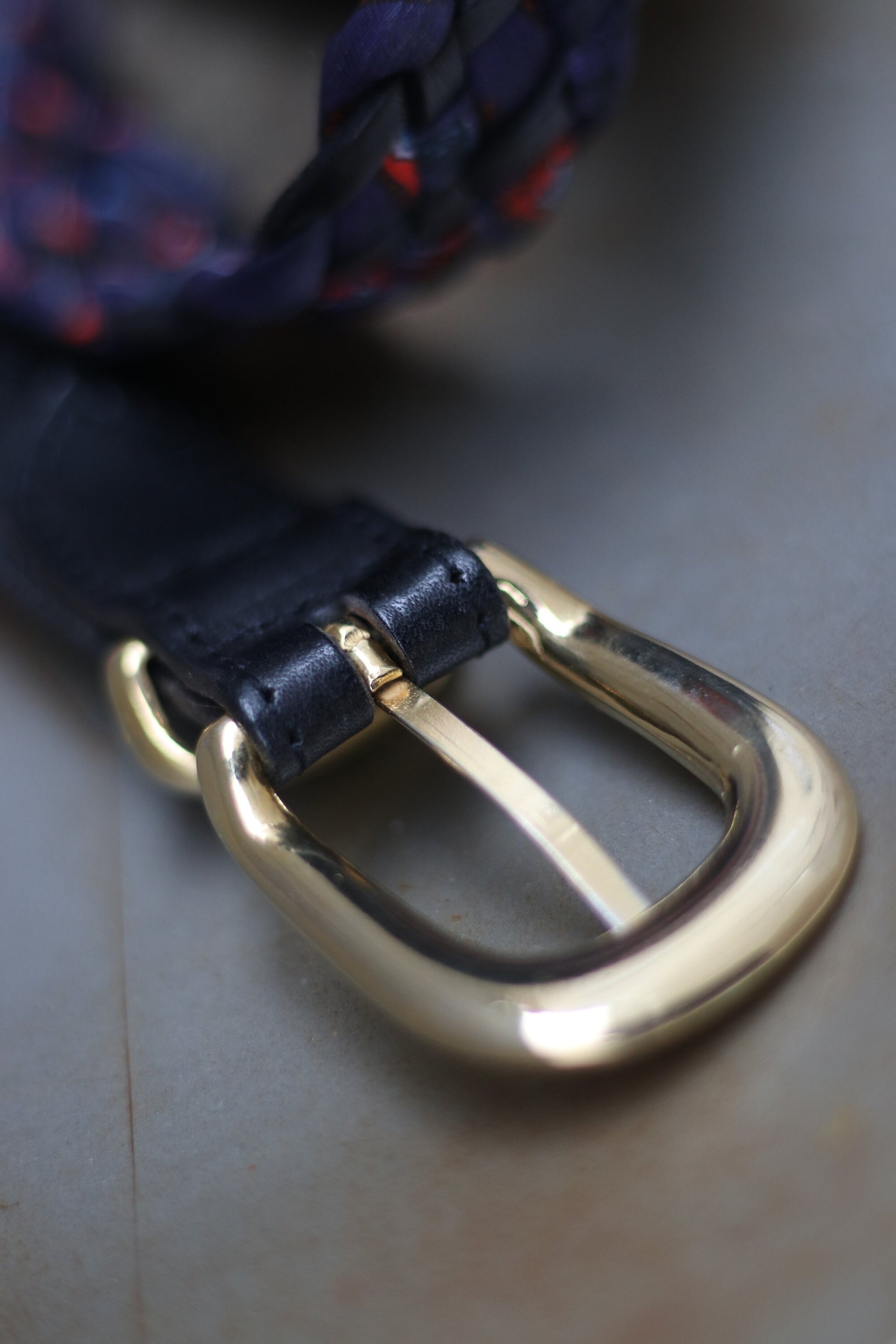 Vintage woven leather belt in blue| 90s leather belt bohemian inspired