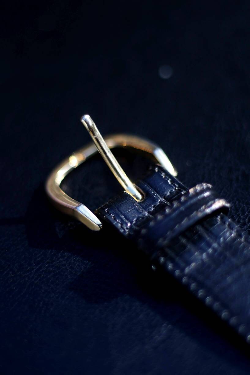 90s black leather belt| Vintage lizard grain belt