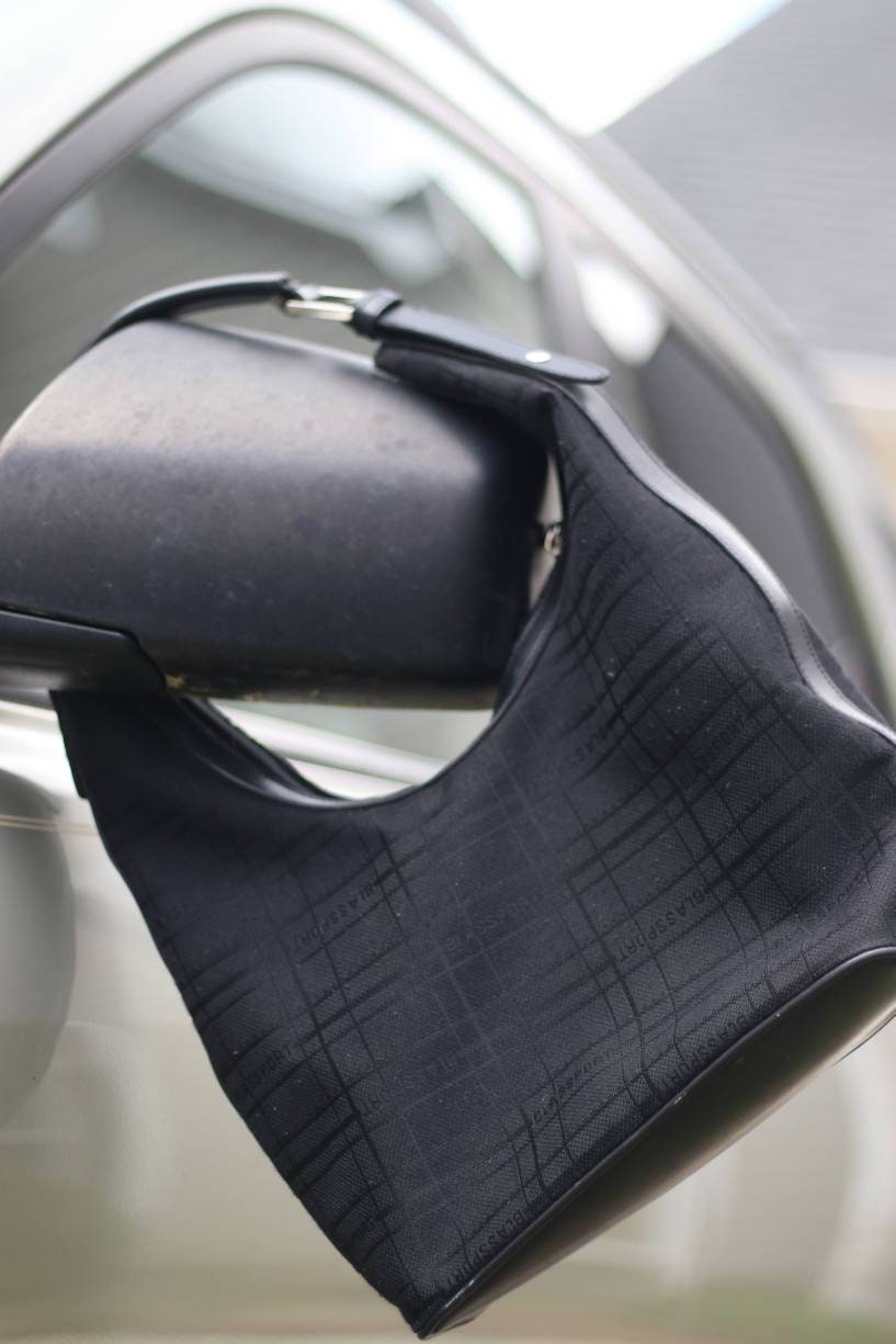 y2k Blassport shoulder bag | Vintage minimalist black logomania handbag| Purist hobo canvas back