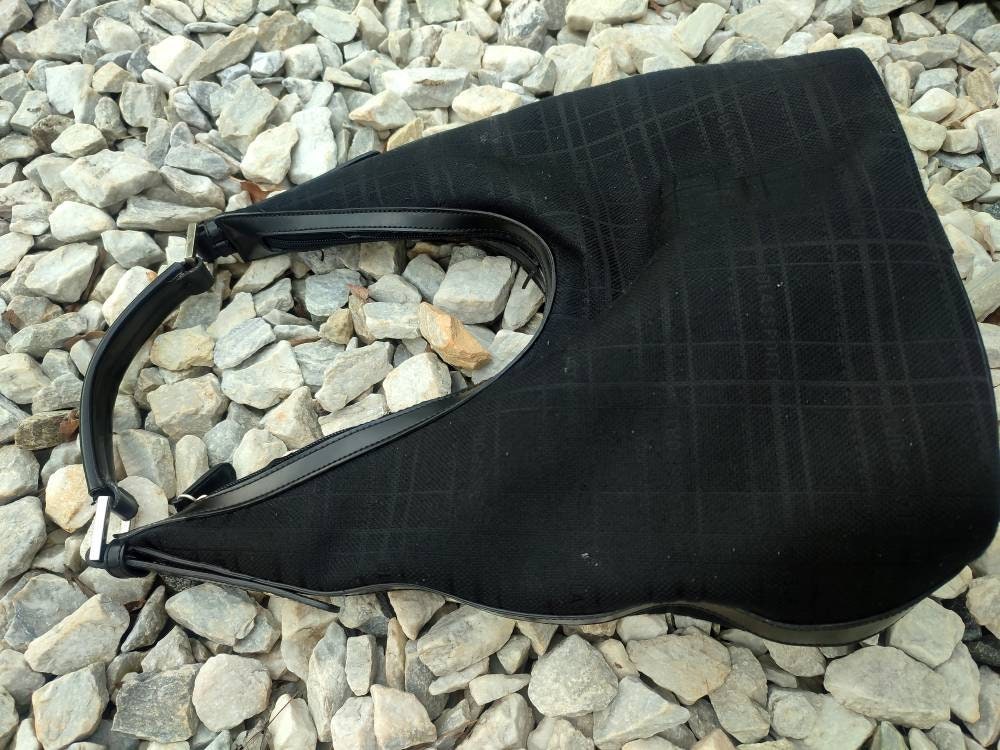 y2k Blassport shoulder bag | Vintage minimalist black logomania handbag| Purist hobo canvas back