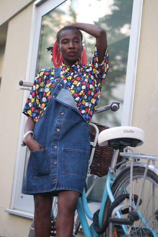 VIntage Denim Dress in Blue Zanita Lab| 90s dark blue summer dress