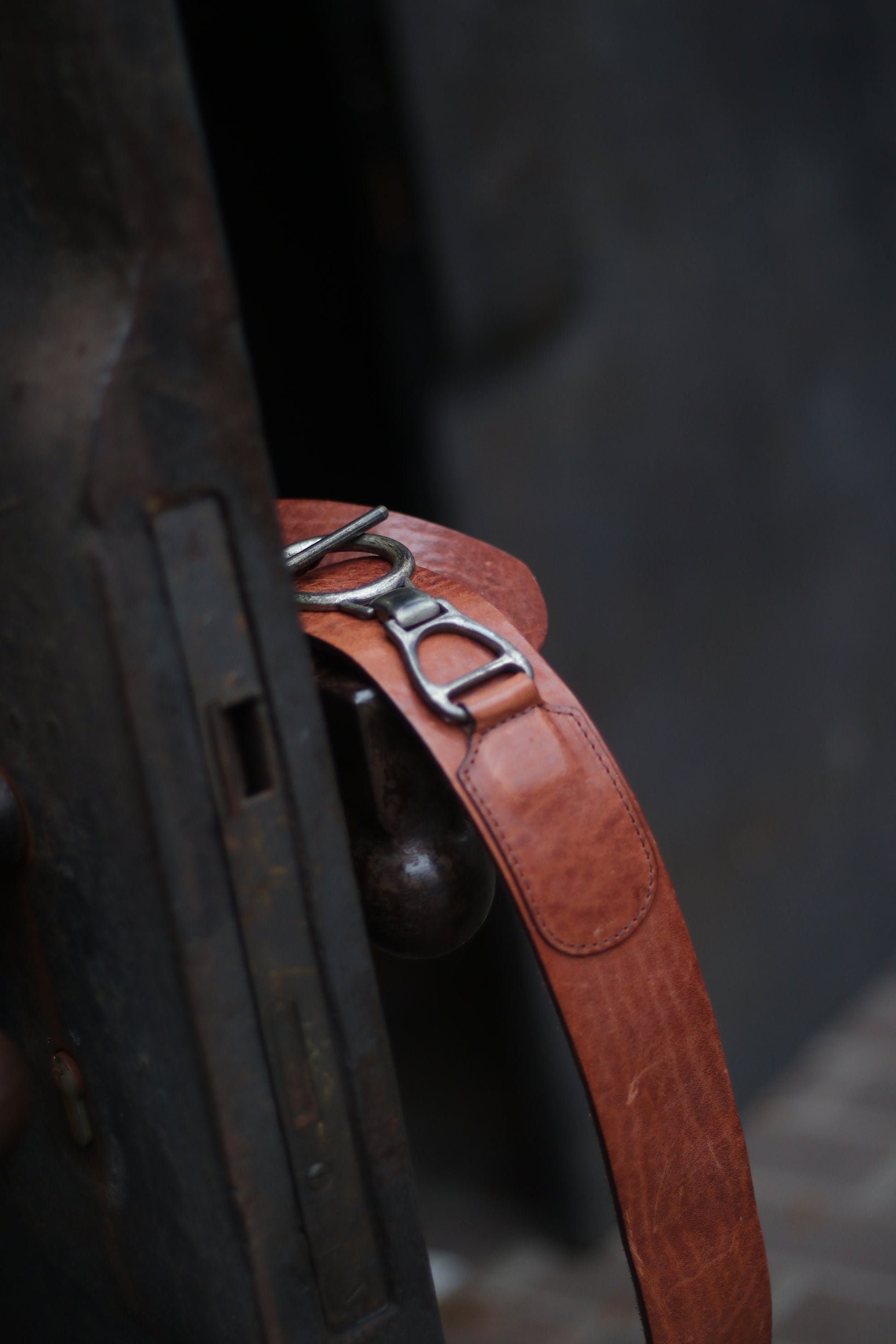 90s Red label Petrol Industries Leather Belt| Vintage Statement Brown Waist belt with copper colored details