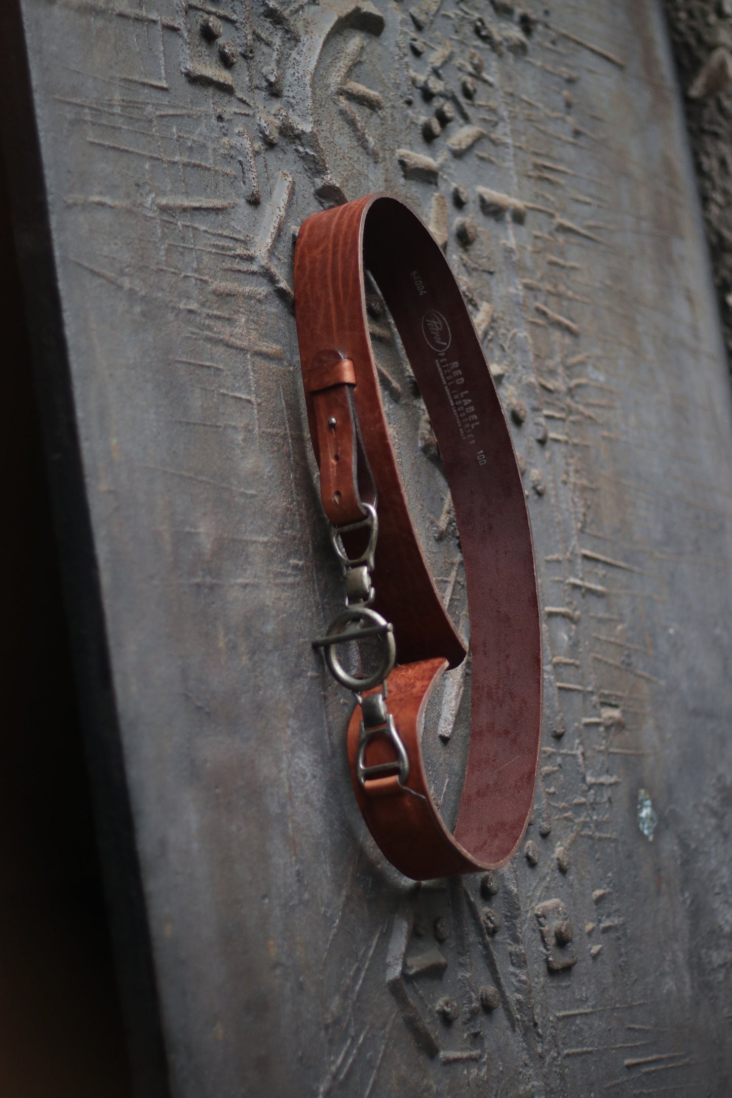 90s Red label Petrol Industries Leather Belt| Vintage Statement Brown Waist belt with copper colored details