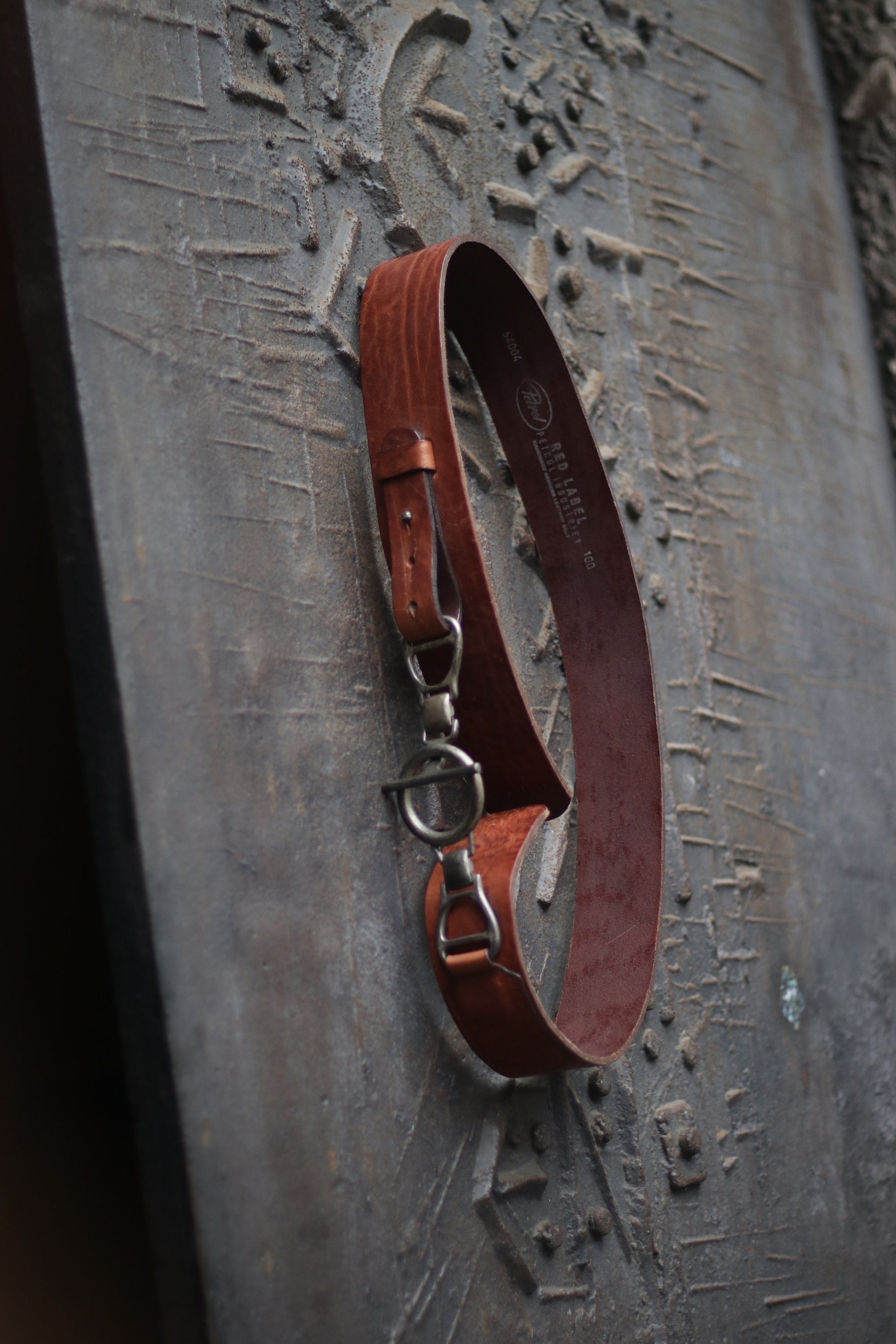 90s Red label Petrol Industries Leather Belt| Vintage Statement Brown Waist belt with copper colored details