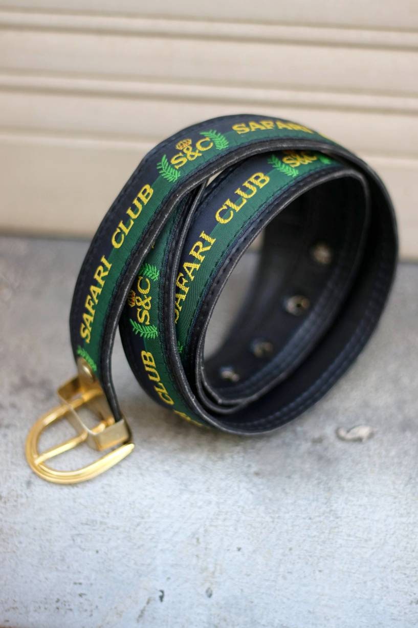 Vintage belt in green and black|
