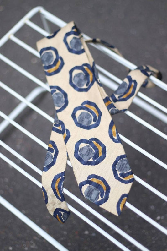 Vintage Pfau Silk Tie| 90s.abstract print tie in brown and blue