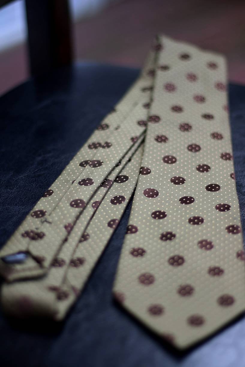 Vintage Emilio Ponti Silk Tie| Polka dotted whimsical dark green tie