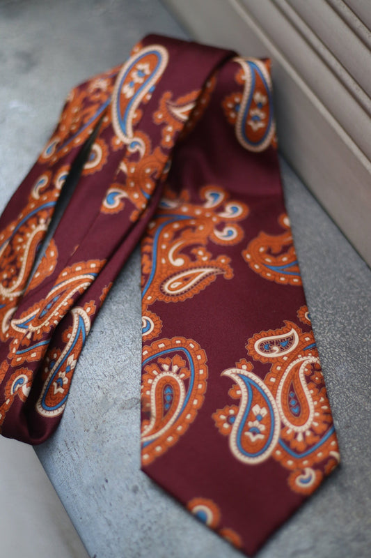 Vintage red eye drop print tie| Fillorio 90s silk mens wear suit Red Paisley Tie – Mens Paisley Silk Necktie