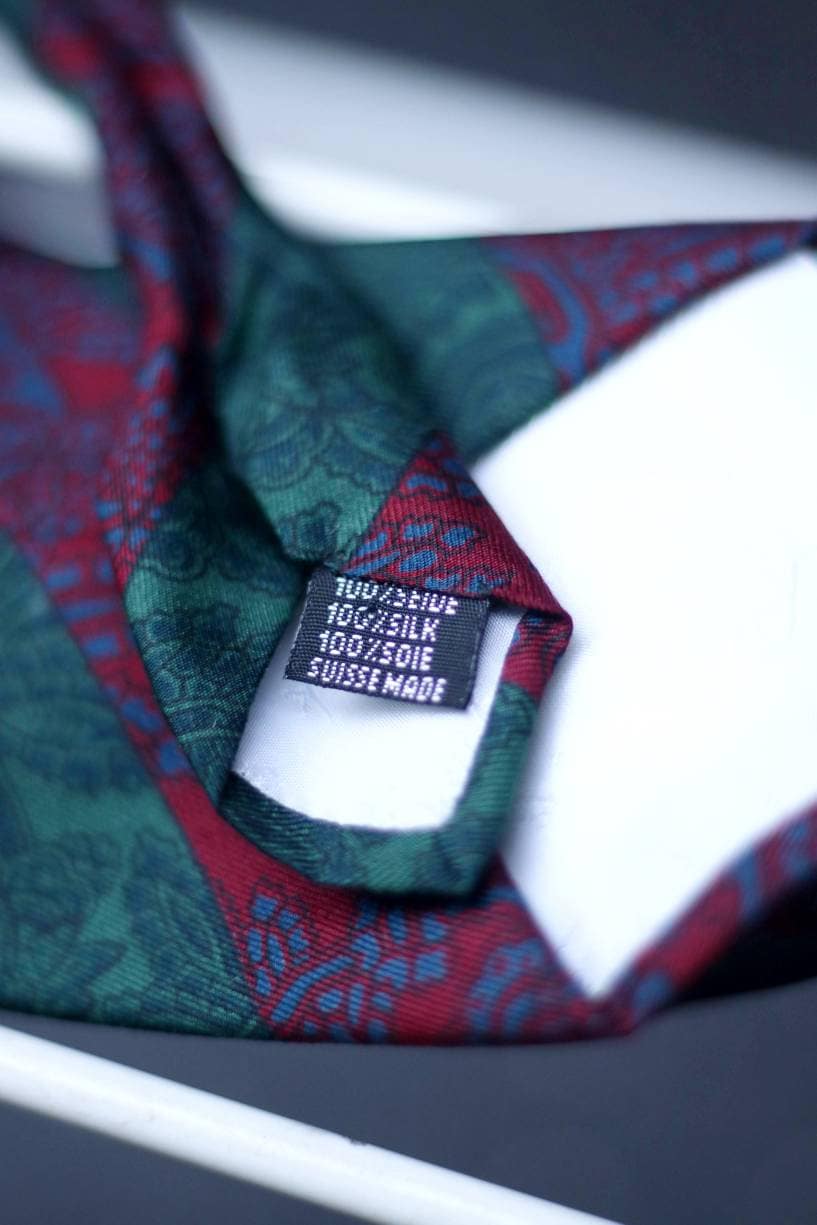 90s silk tie| Vintage tie with floral and striped print