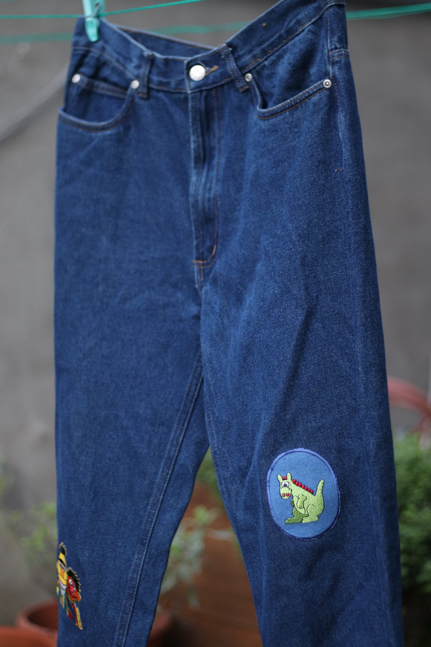 Vintage Identic denim | y2k upcycled denim with cool patches| Vintage blue jeans with quirky details