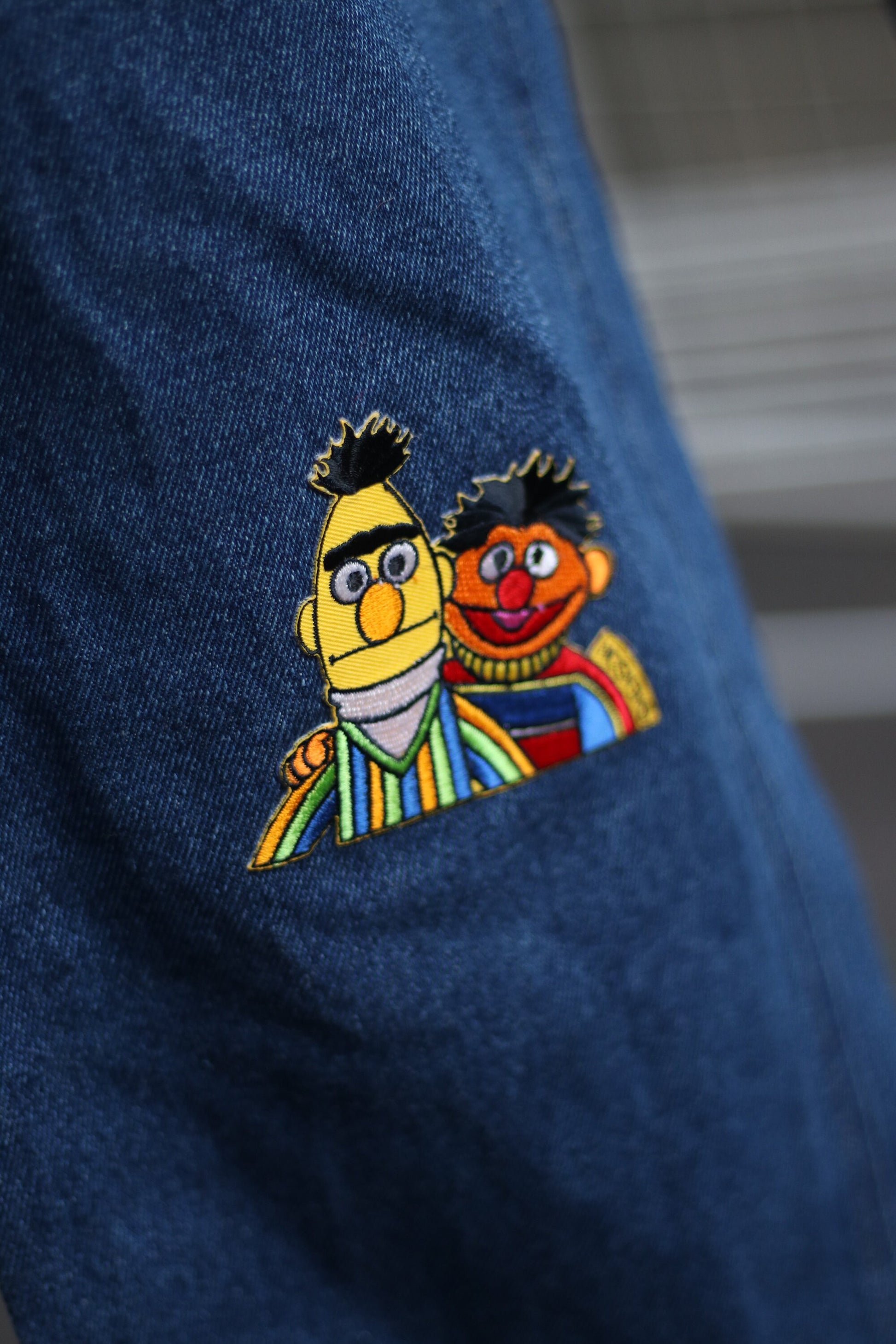 Vintage Identic denim | y2k upcycled denim with cool patches| Vintage blue jeans with quirky details