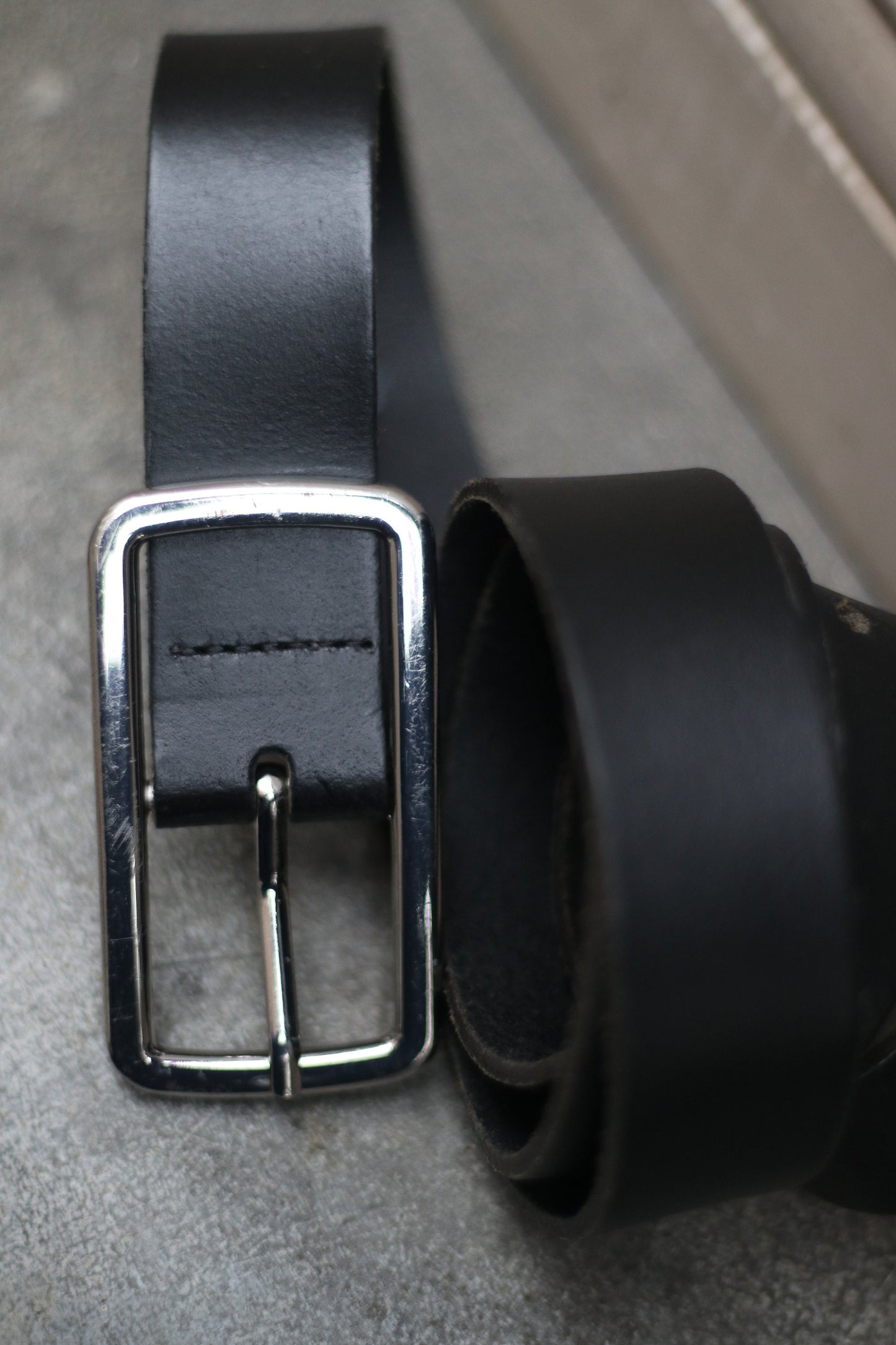 90s St.Olivier belt| Classic Vintage black belt with silver buckle