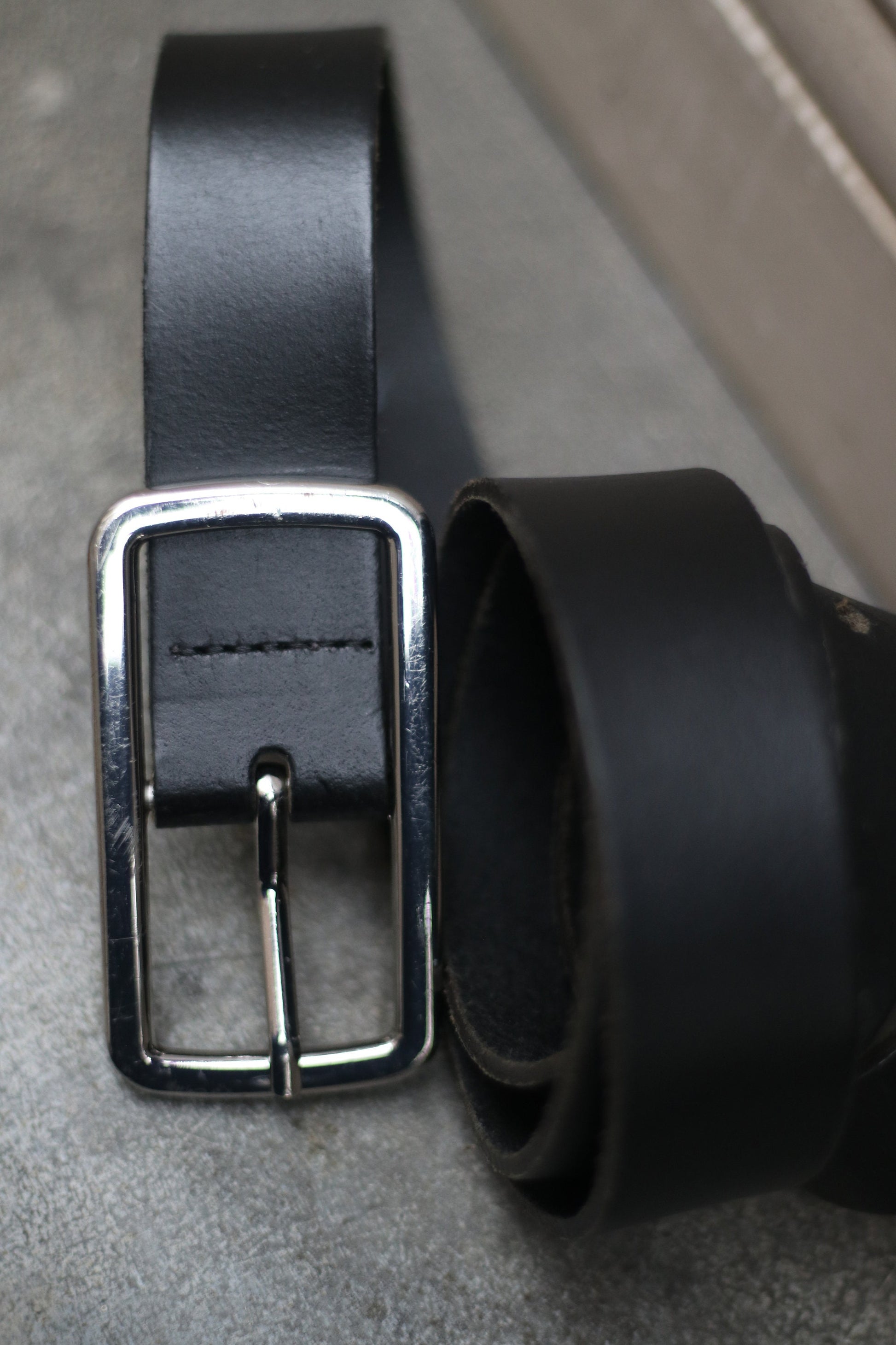 90s St.Olivier belt| Classic Vintage black belt with silver buckle