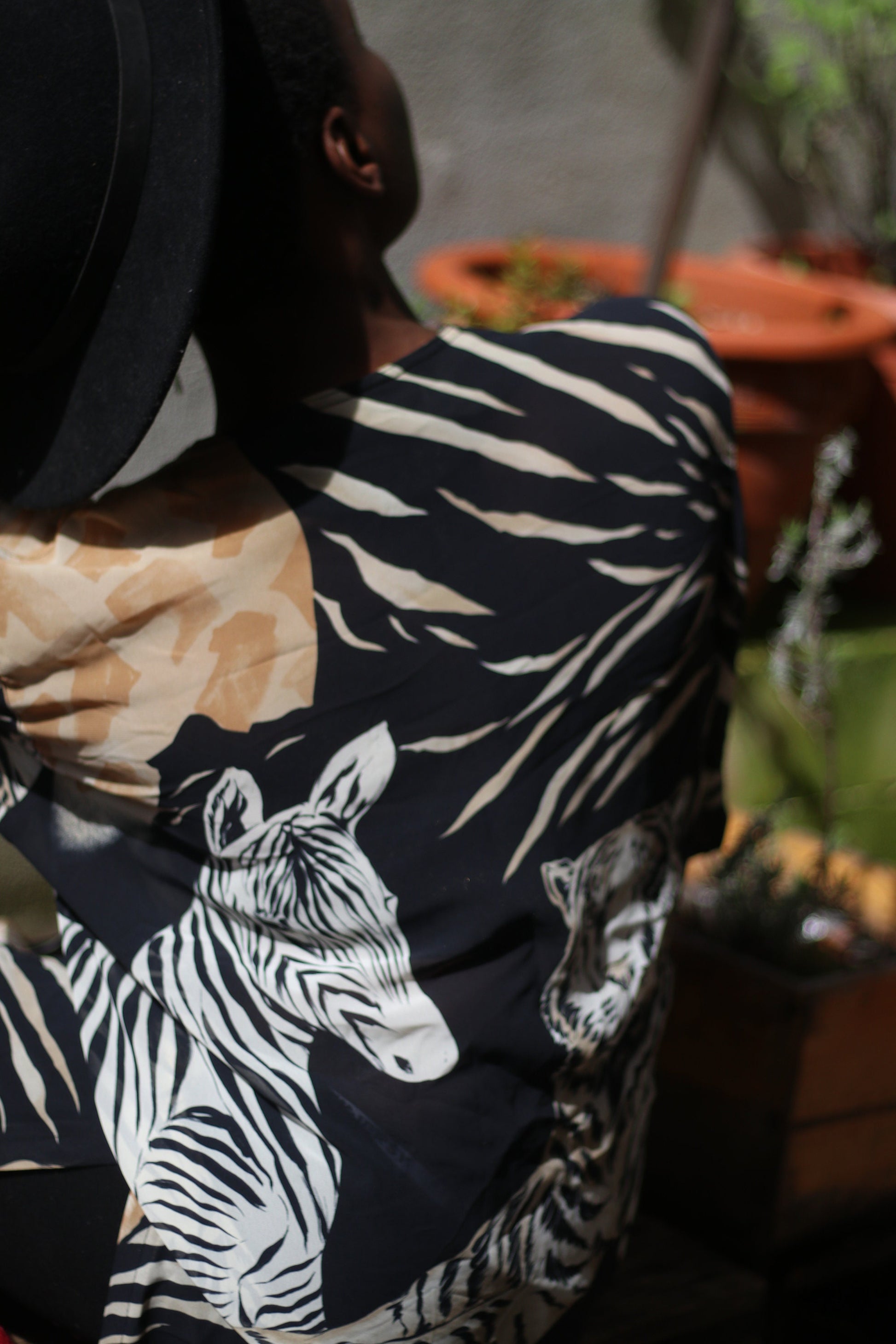 Vintage Sheer Blouse| 90s Janina Schreck Animal Print Buttoned down short sleeved monochrome shirt