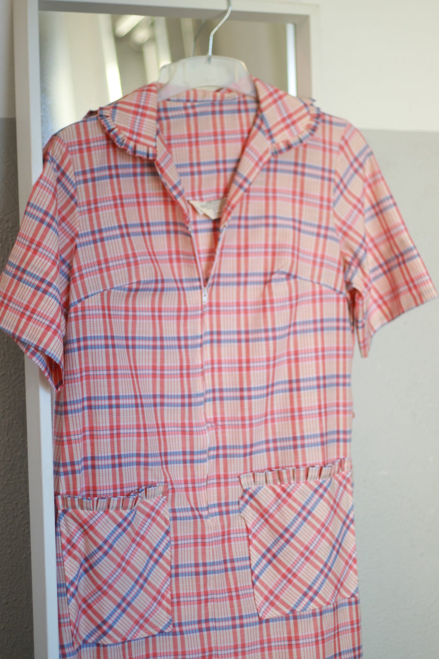 Zip & Dash 90s plaid Summer Dress| Vintage checkered dress in red and cream with feminine details