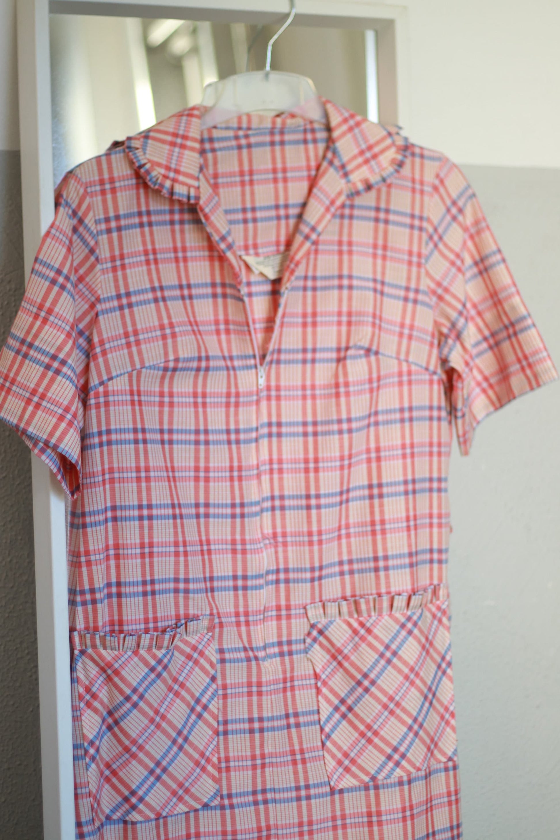 Zip & Dash 90s plaid Summer Dress| Vintage checkered dress in red and cream with feminine details