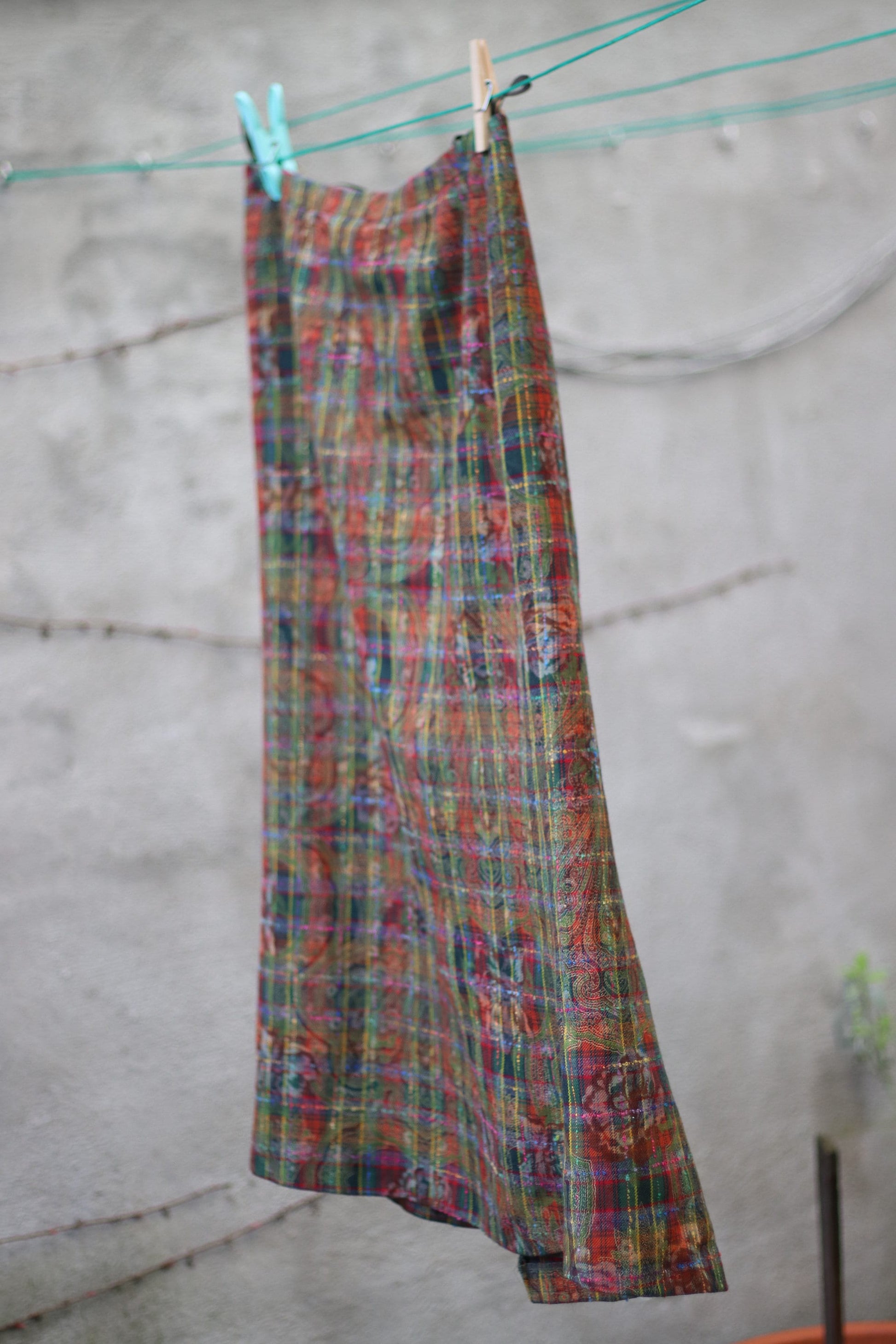 Vintage E E Elgance Paris Wool blend Skirt | 90s feminine skirt with bold stripes and florals