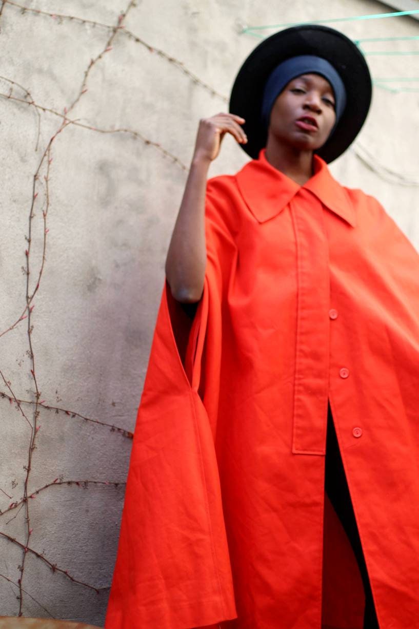 60s Voyager West by Youthcraft Mod Cape Coat| Vintage Orange Chic Cape| Bold Retro Outerwear| Old glamour winter coat