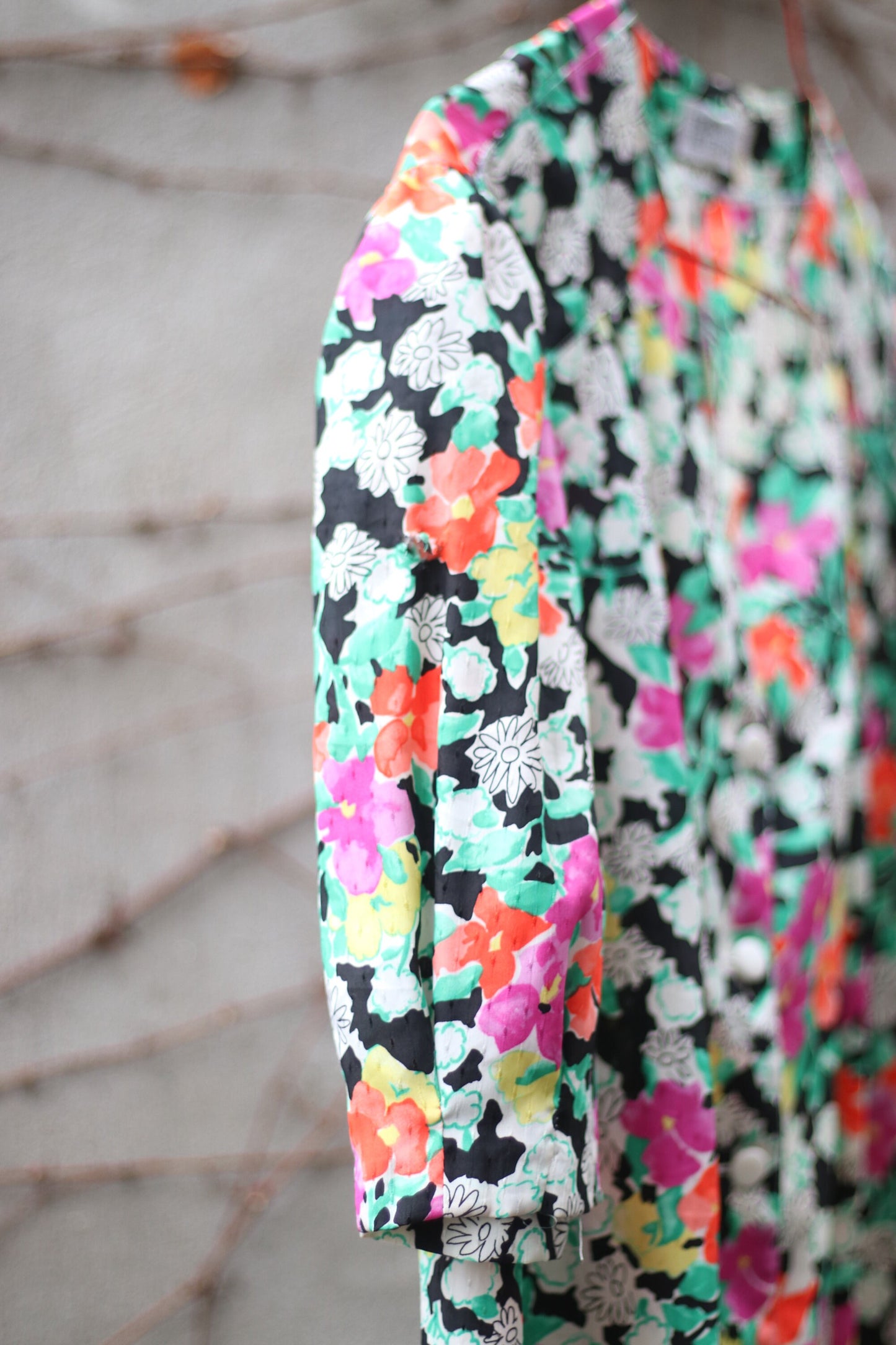 Vintage Francoise de france dress| 80s floral print dress with sweetheart neckline