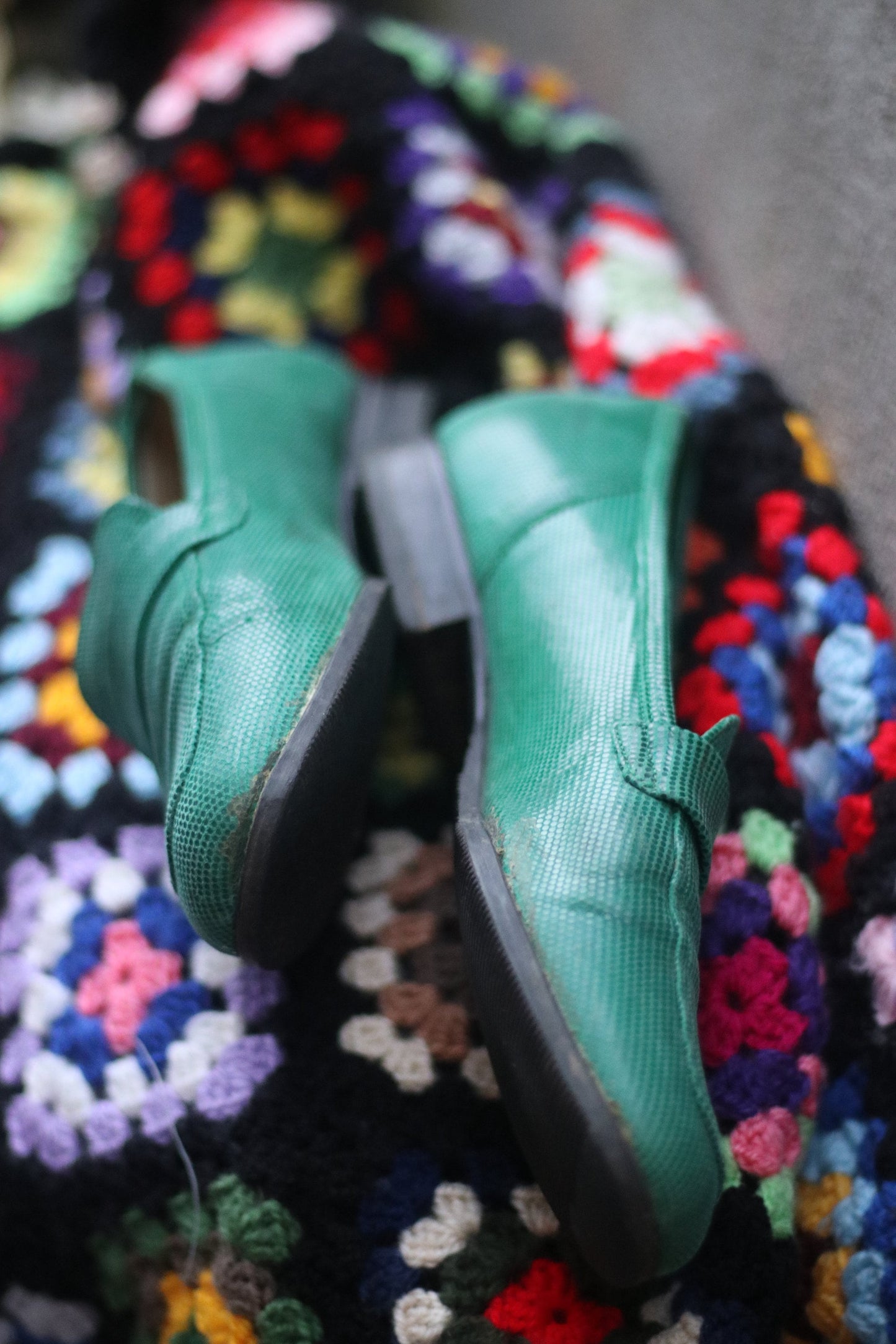 90s Gabor Brogues | Vintage Green Shimmery Shoes