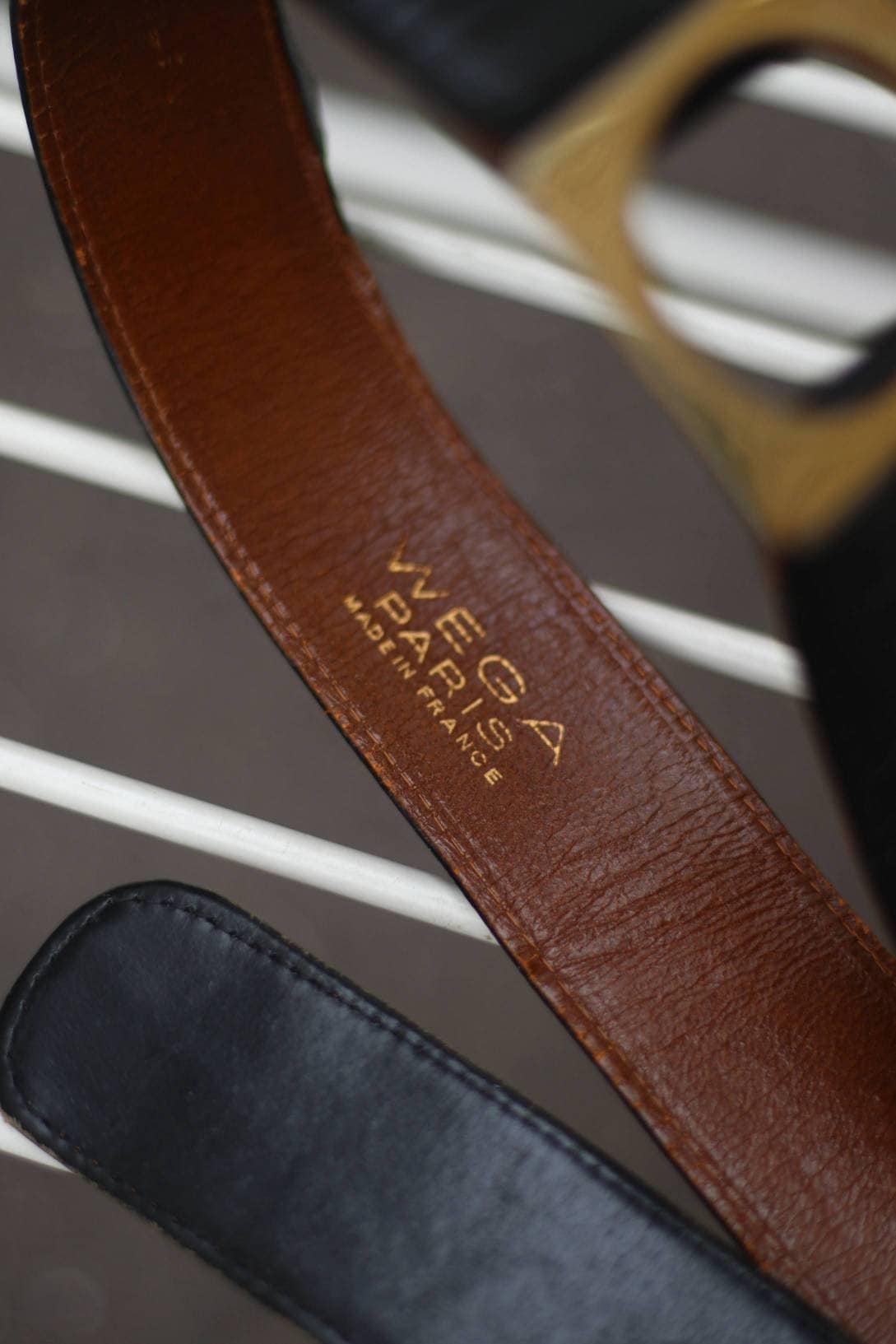 Vintage WEGA Paris leather belt| 70s minimalist chic black belt| Sleek accessory
