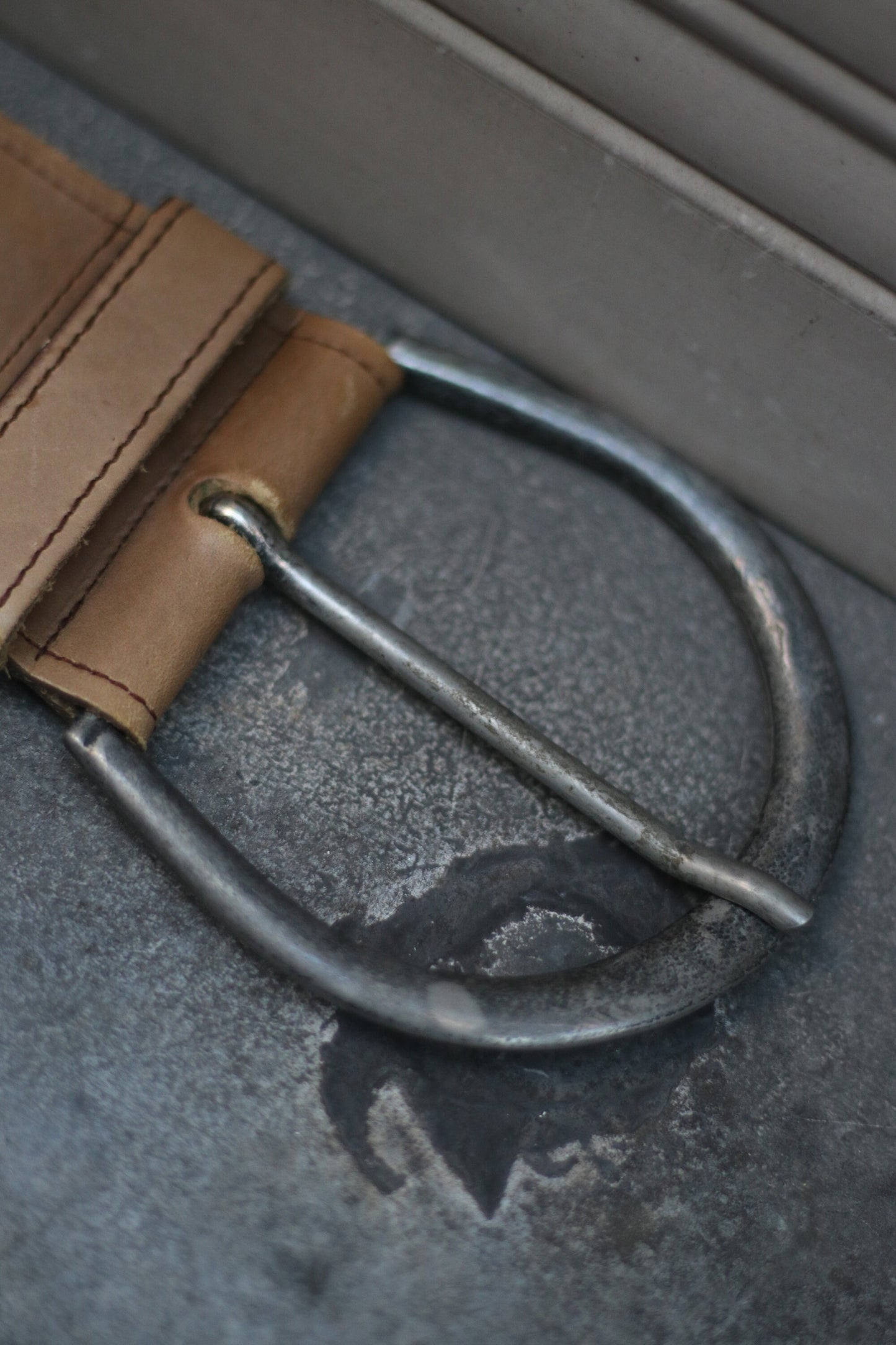 70s Leather Belt| Minimalist Vintage brown Schuchard & friese belt with statement buckle