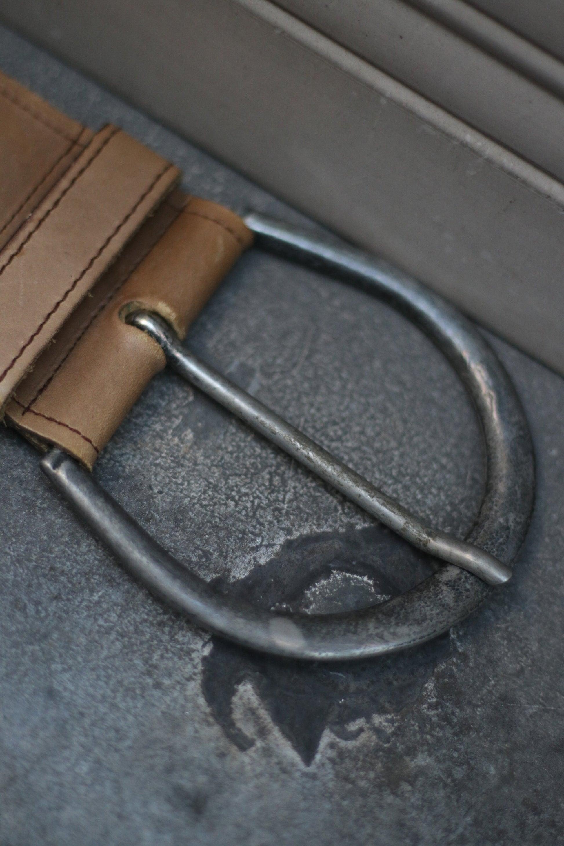 70s Leather Belt| Minimalist Vintage brown Schuchard & friese belt with statement buckle