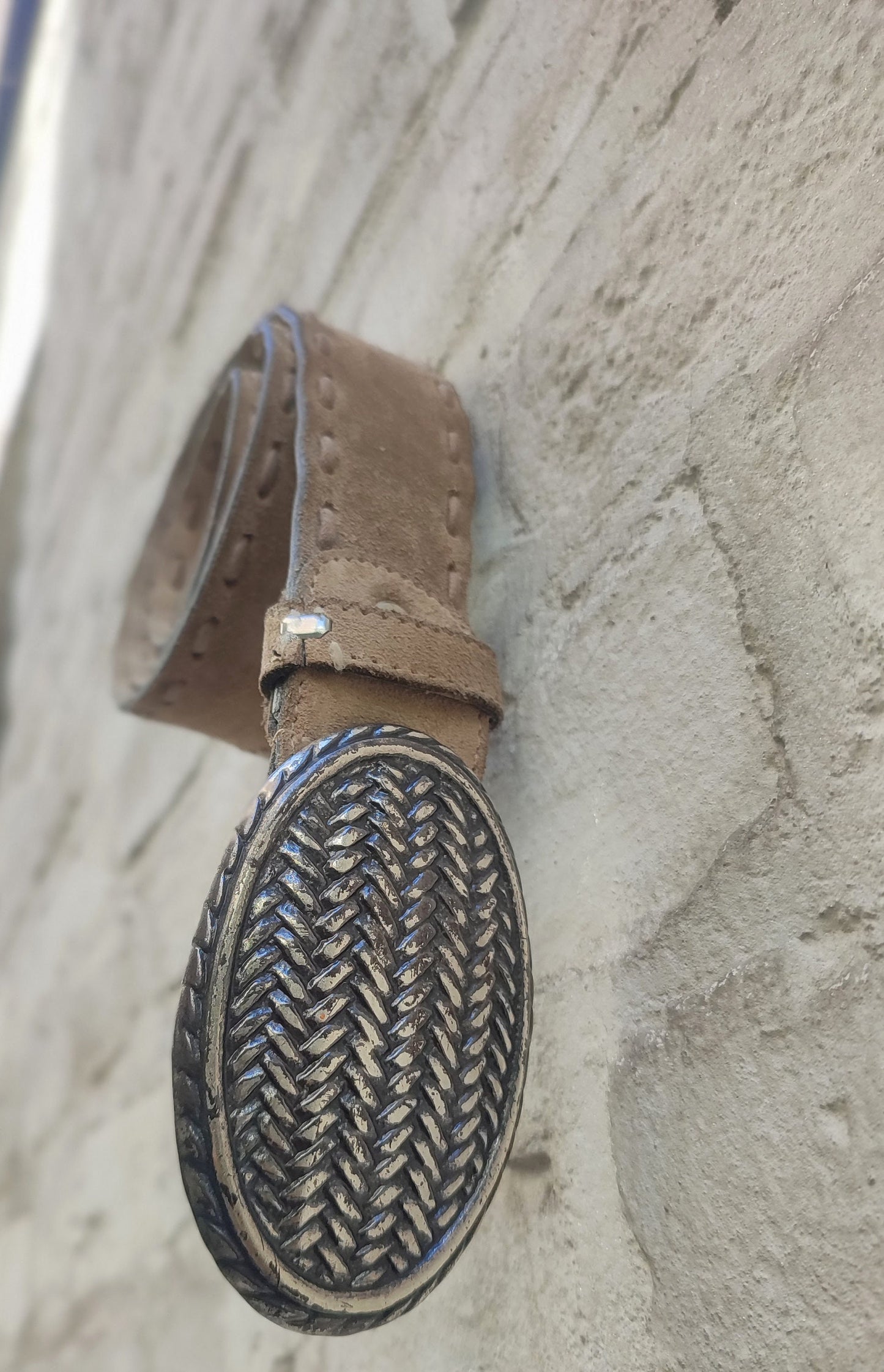 90s Ralph Gladen Suede Belt| Country Inspired Vintage brown belt with brass buckle