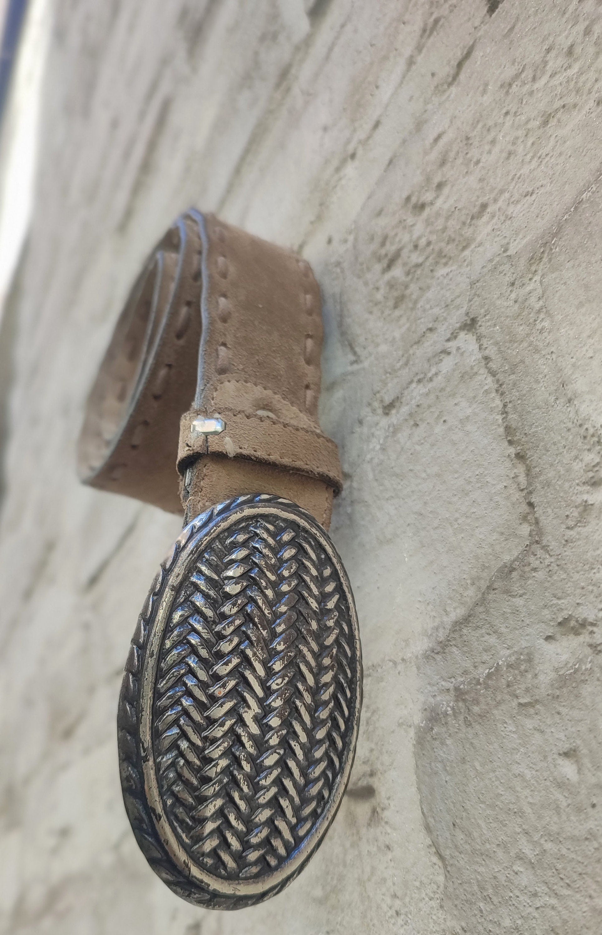 90s Ralph Gladen Suede Belt| Country Inspired Vintage brown belt with brass buckle