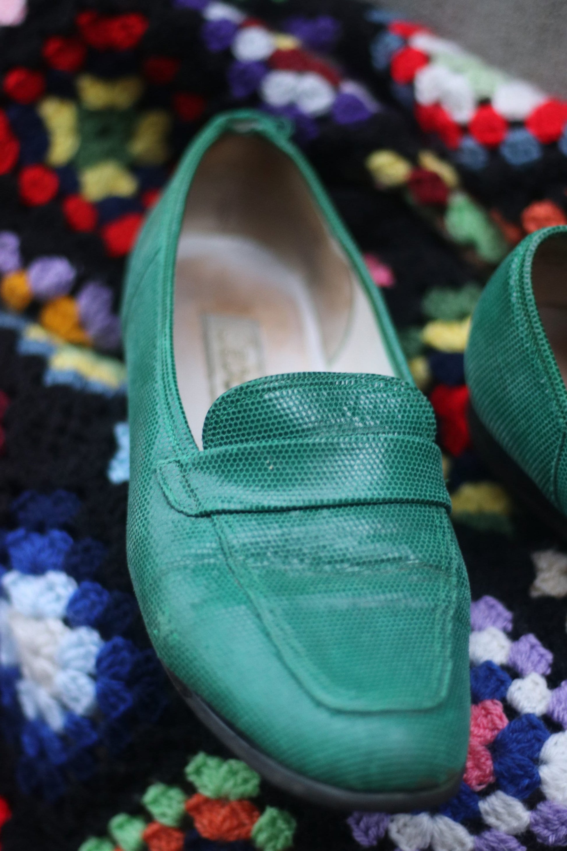 90s Gabor Brogues | Vintage Green Shimmery Shoes