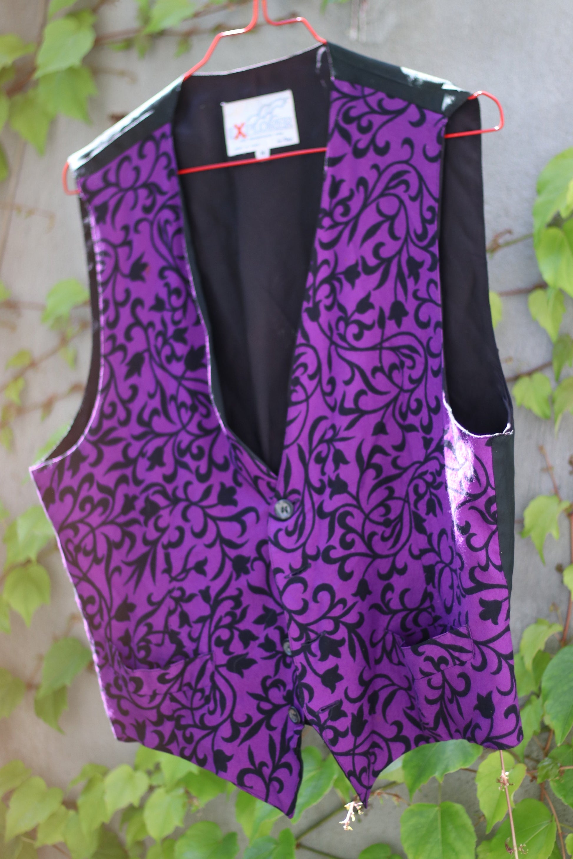 90s Floral print Vest| Vintage Boho chic purple and black vest| Maximalist black Summer vest