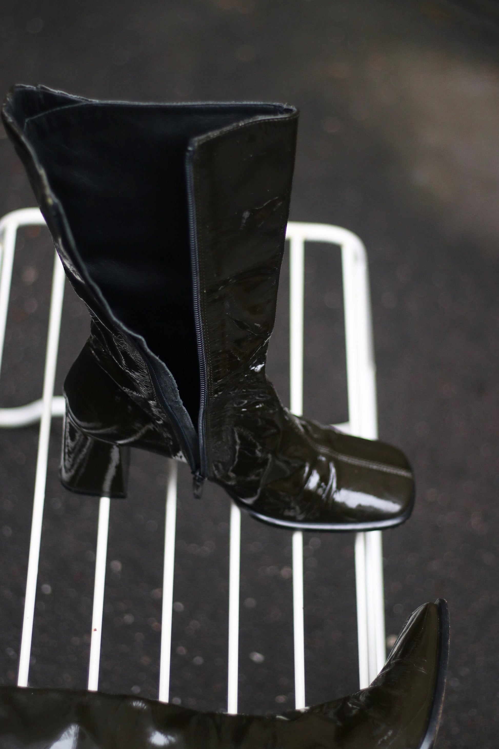 y2k Leather Boots Green| Statement block heel boots made in Italy| Minimalist sleek fashionable fall boots