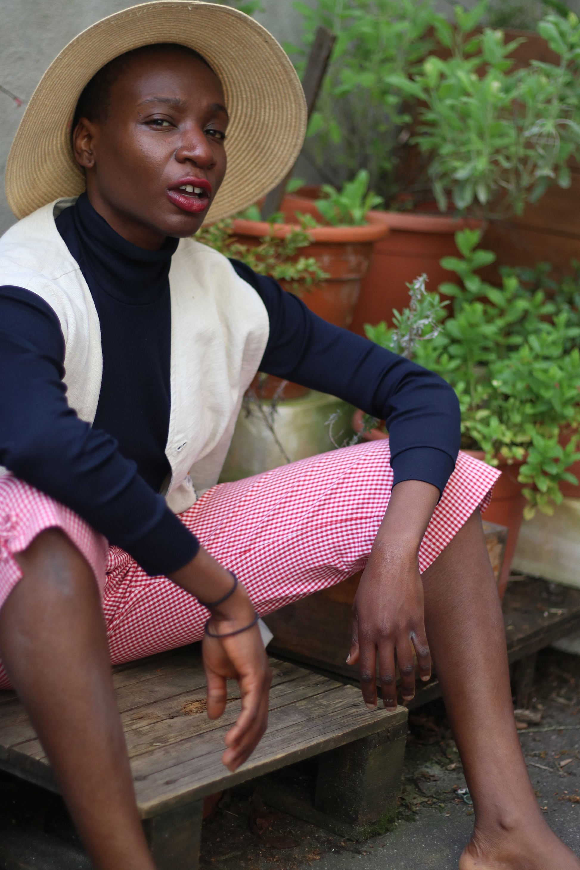 90s Golfino Checkered cropped pants Vintage red and white plaid cropped summer pants