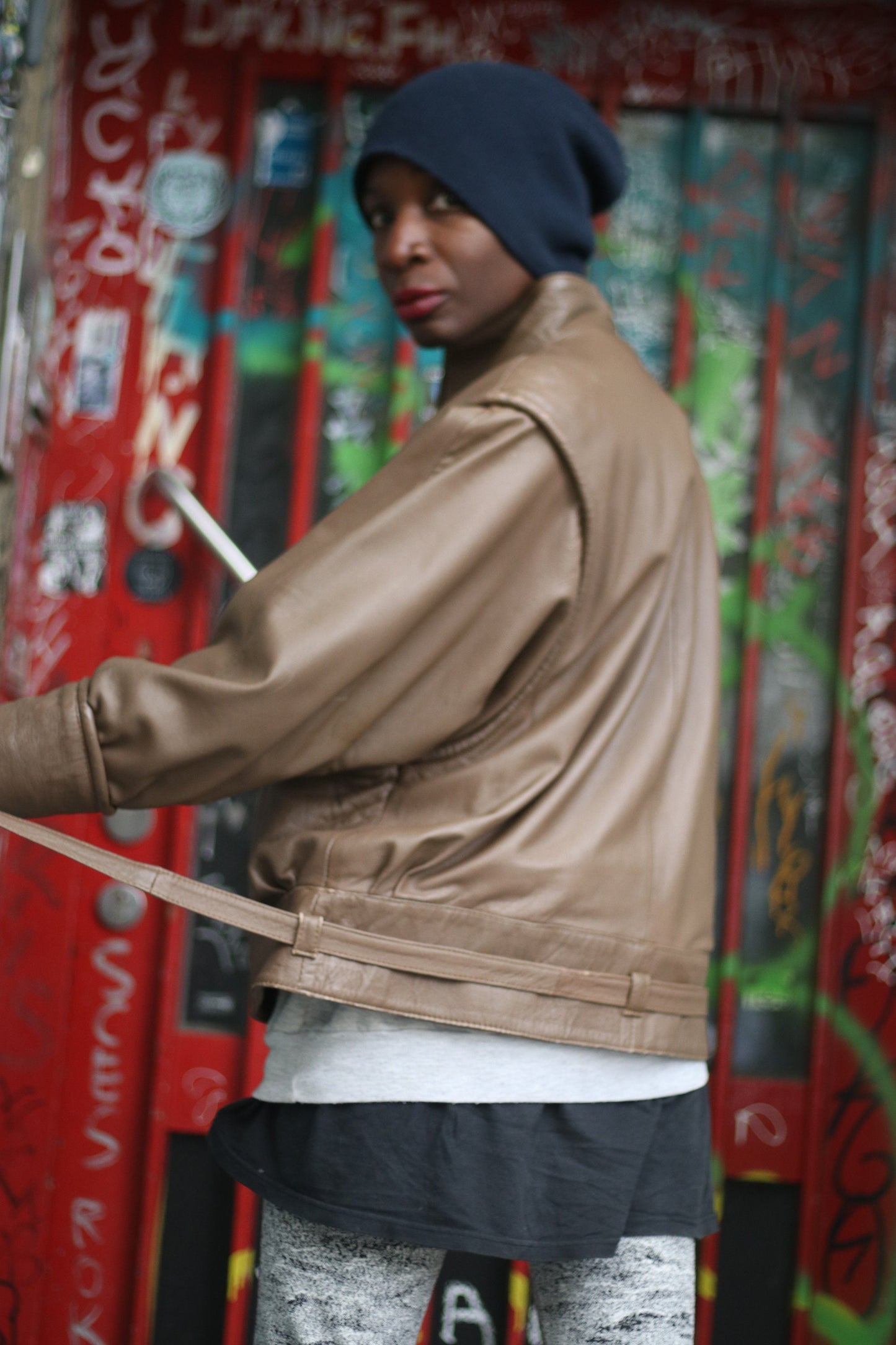 80s Brown leather Jacket| Vintage Minimalist Cropped leather design with tie