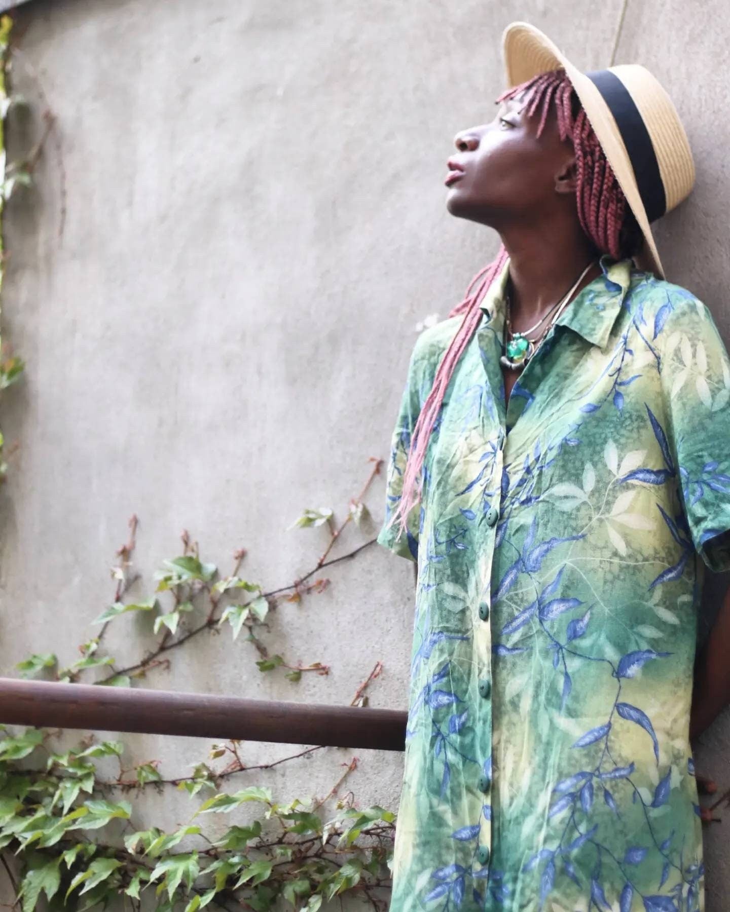 90s Floral Print Dress| Vintage green buttoned down short-sleeved Summer design| Maximalist Green Summer Dress
