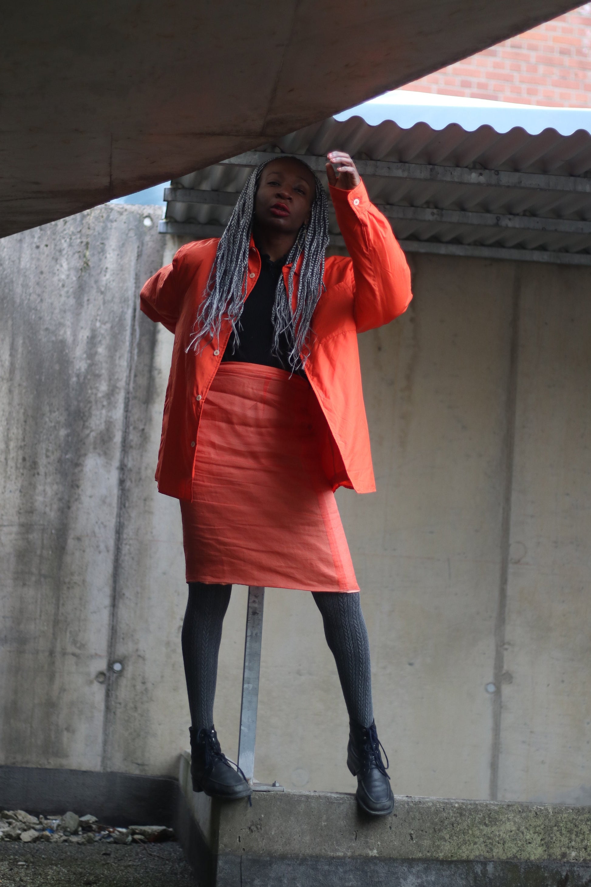 y2k Orange Skirt Skirt| Strenesse Vintage Skirt |Feminine above the knee length