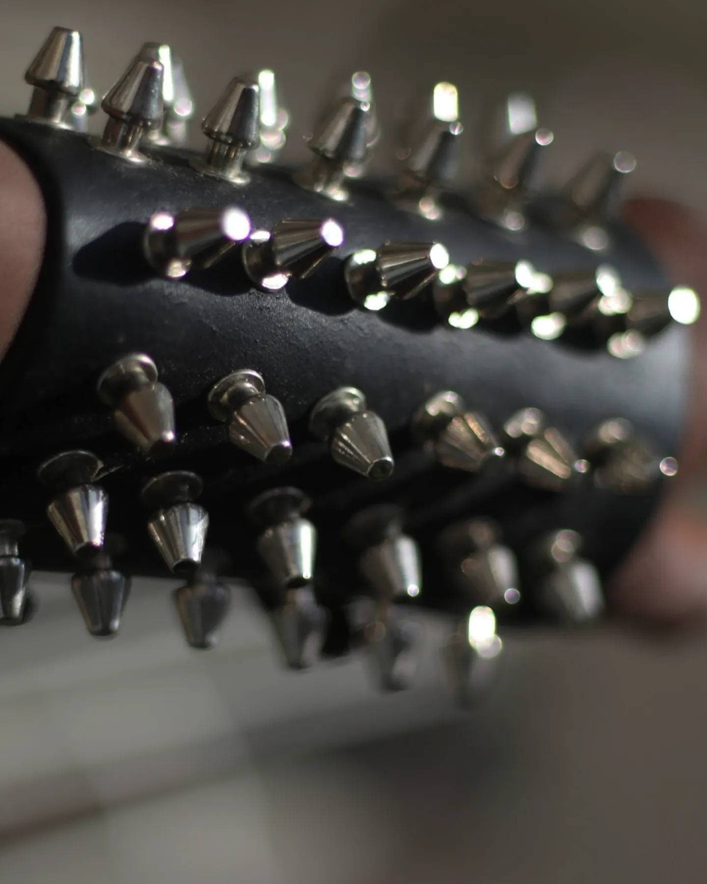 80s leather bracelet| Rock n roll black studded cuff bracelet| unisex jewellery