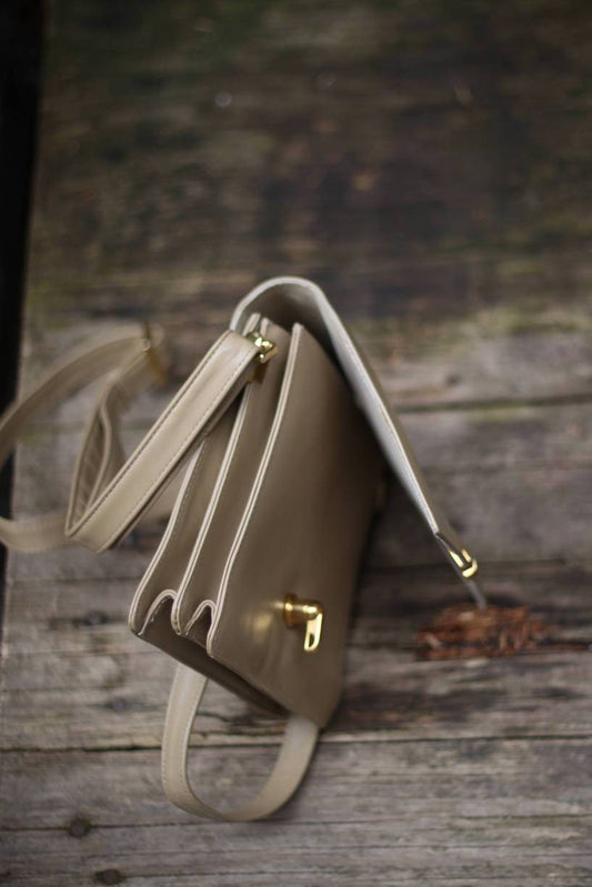 Vintage Picard Mini Bag| 80s brown leather shoulder bag|
