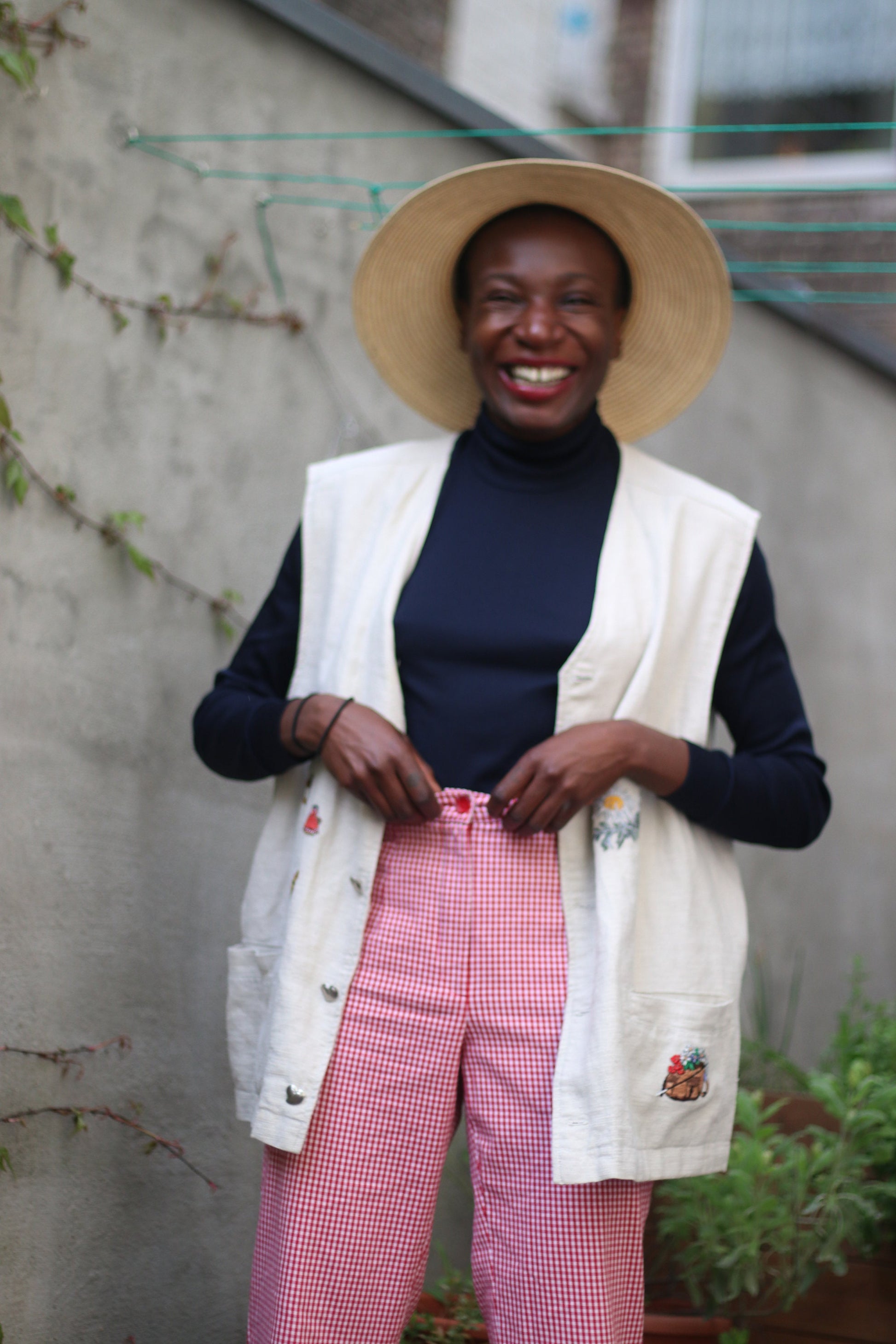 90s Golfino Checkered cropped pants Vintage red and white plaid cropped summer pants