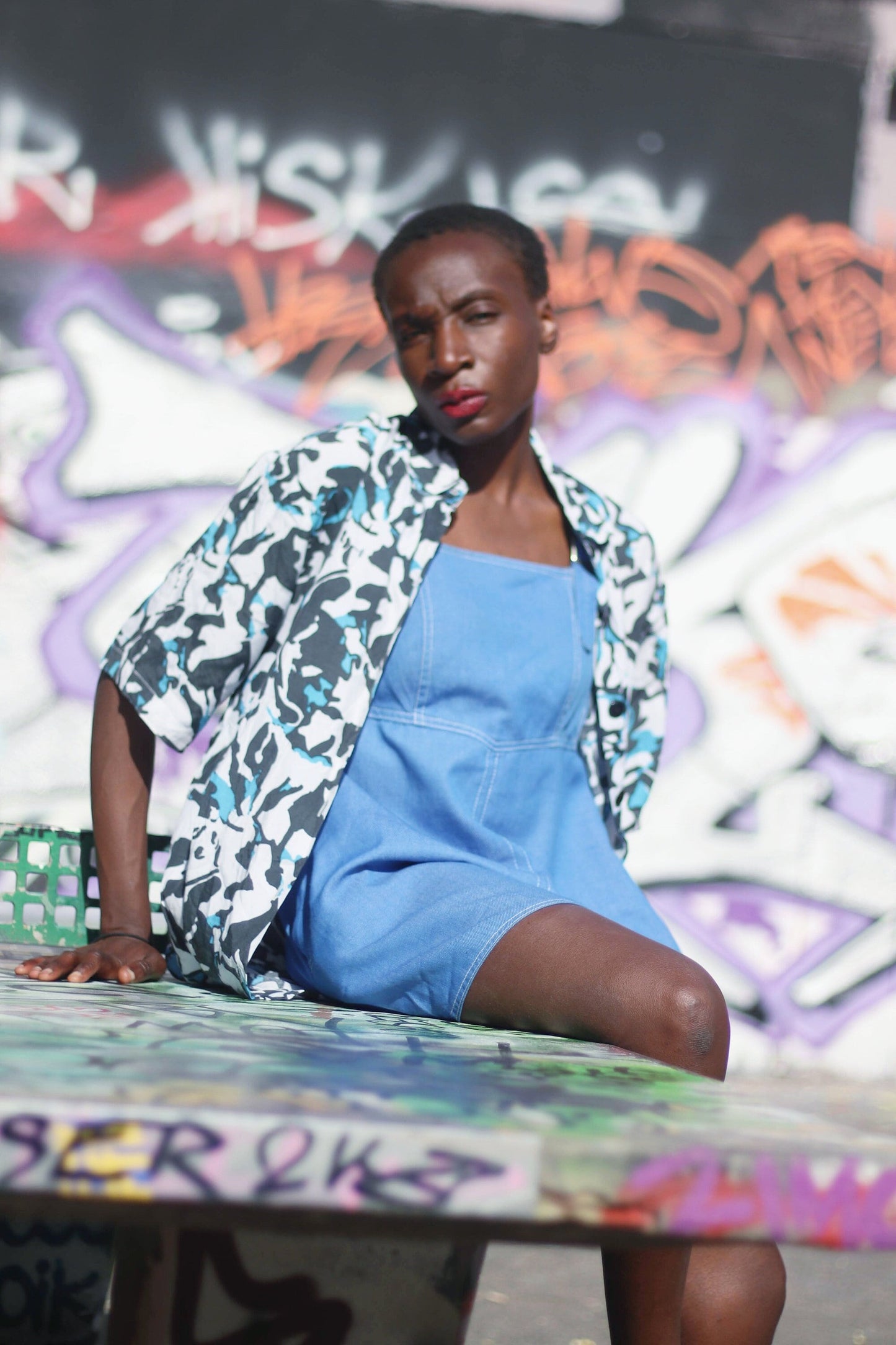 90s Miss Joy Blouse| Vintage animal print shirt| Blue and white abstract print blouse
