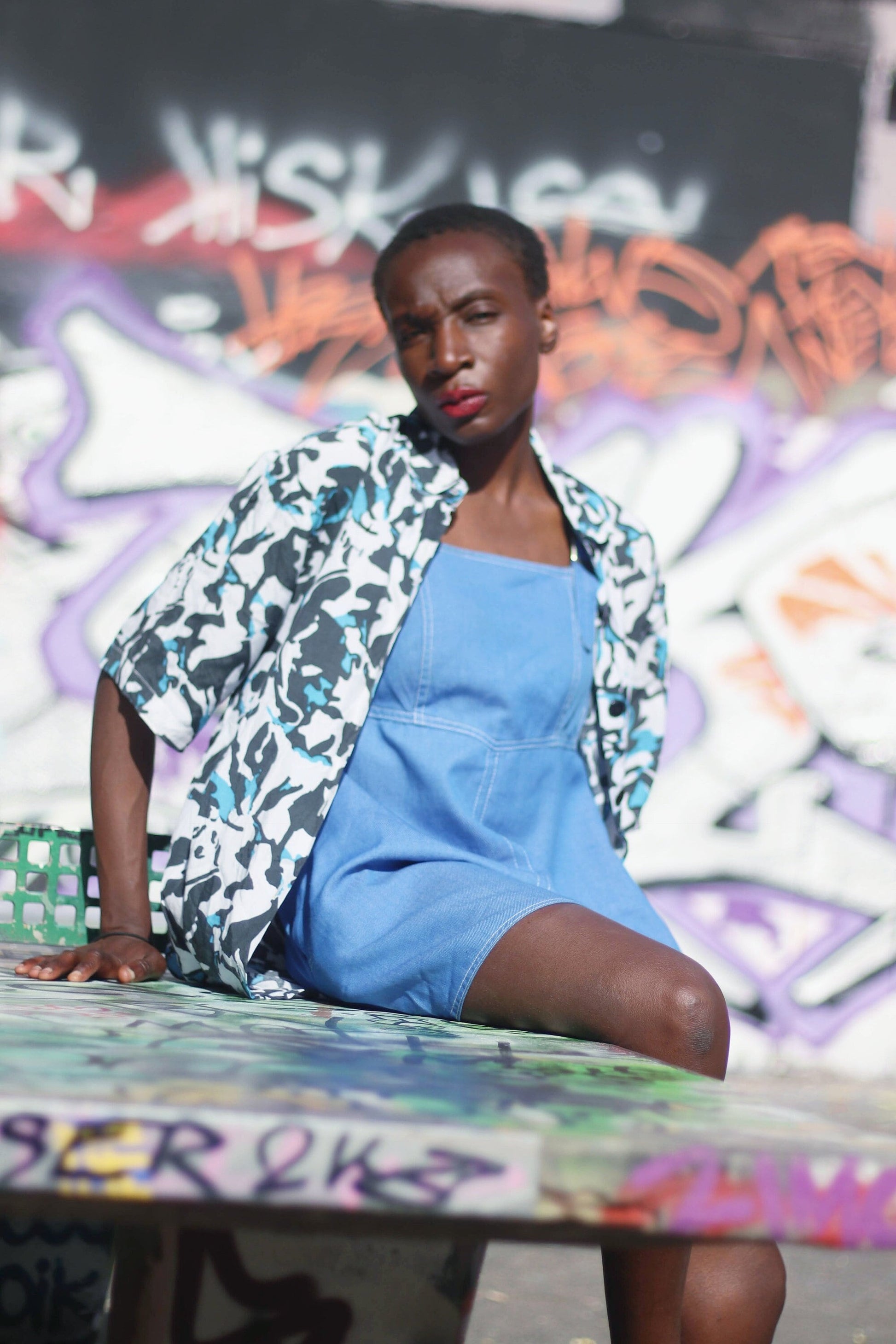 90s Miss Joy Blouse| Vintage animal print shirt| Blue and white abstract print blouse