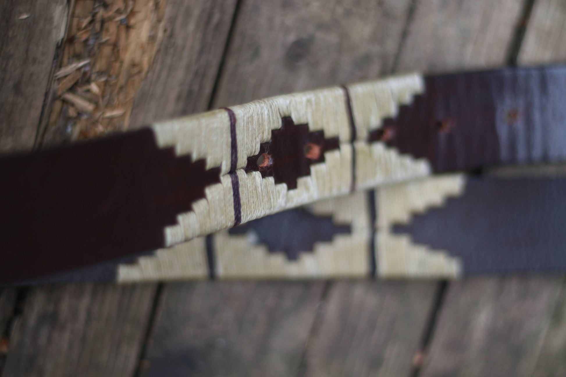 Vintage western inspired belt | 70s brown belt with statement woven details | Bohemian brown design with abstract geometric patterns