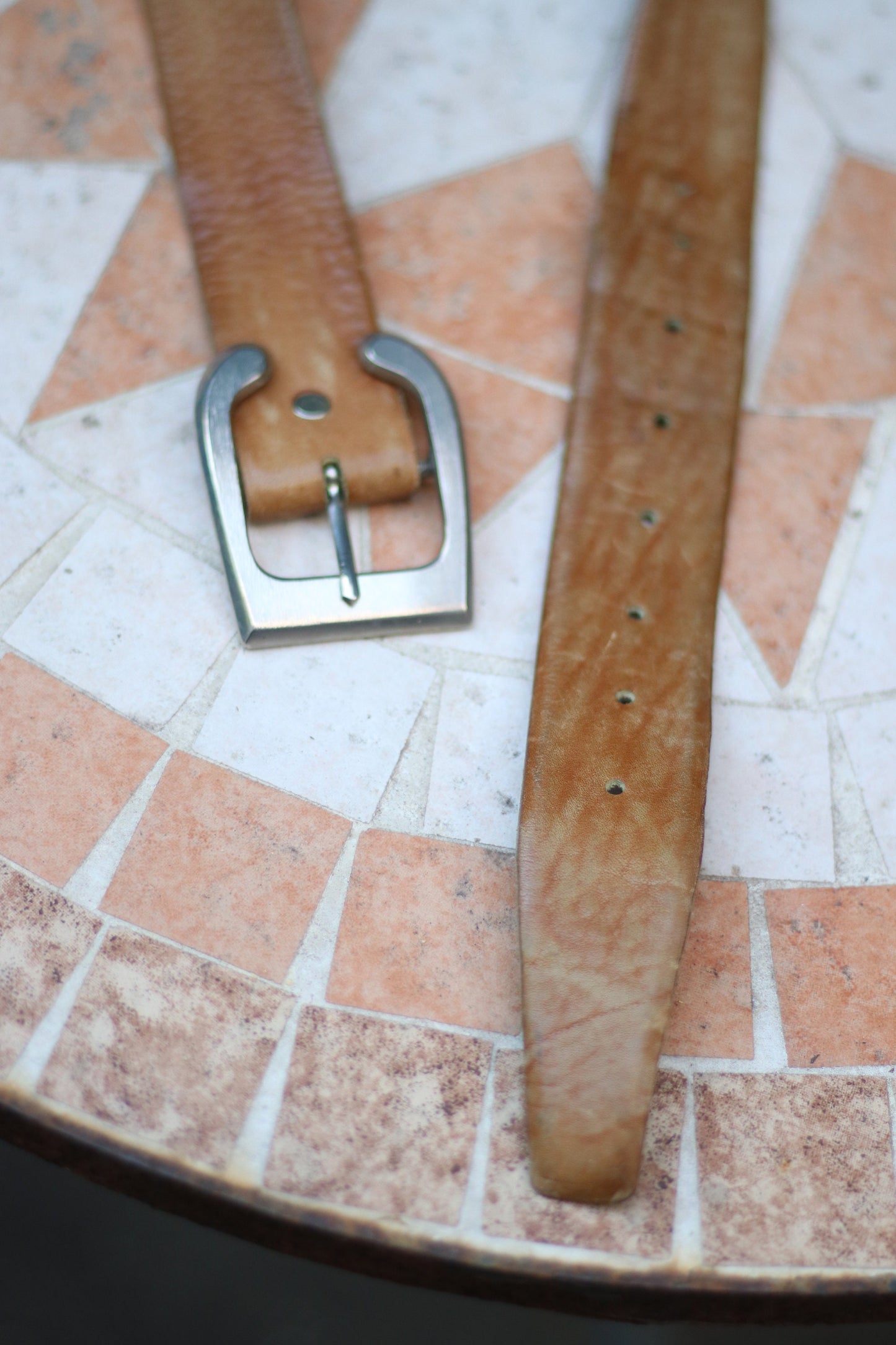 90s leather belt Classic brown leather belt with silver colored buckle minimalist belt design