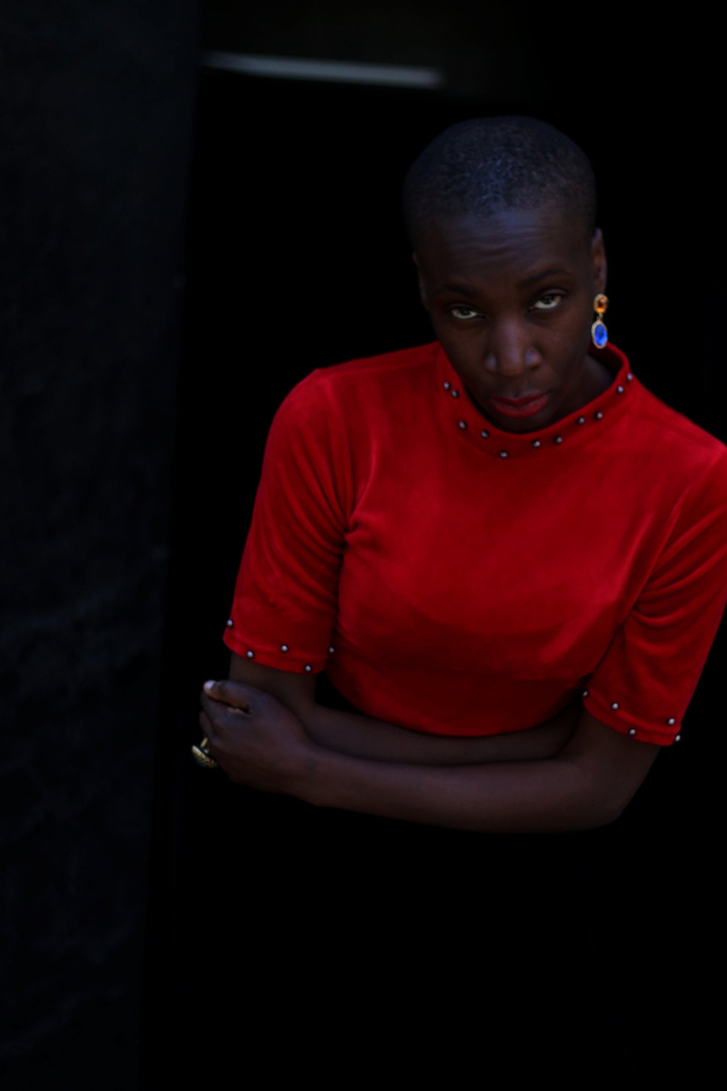 Vintage Gothic Top| y2k red velvet optic short sleeved blouse| Opulent Dark Glamour Design Chic