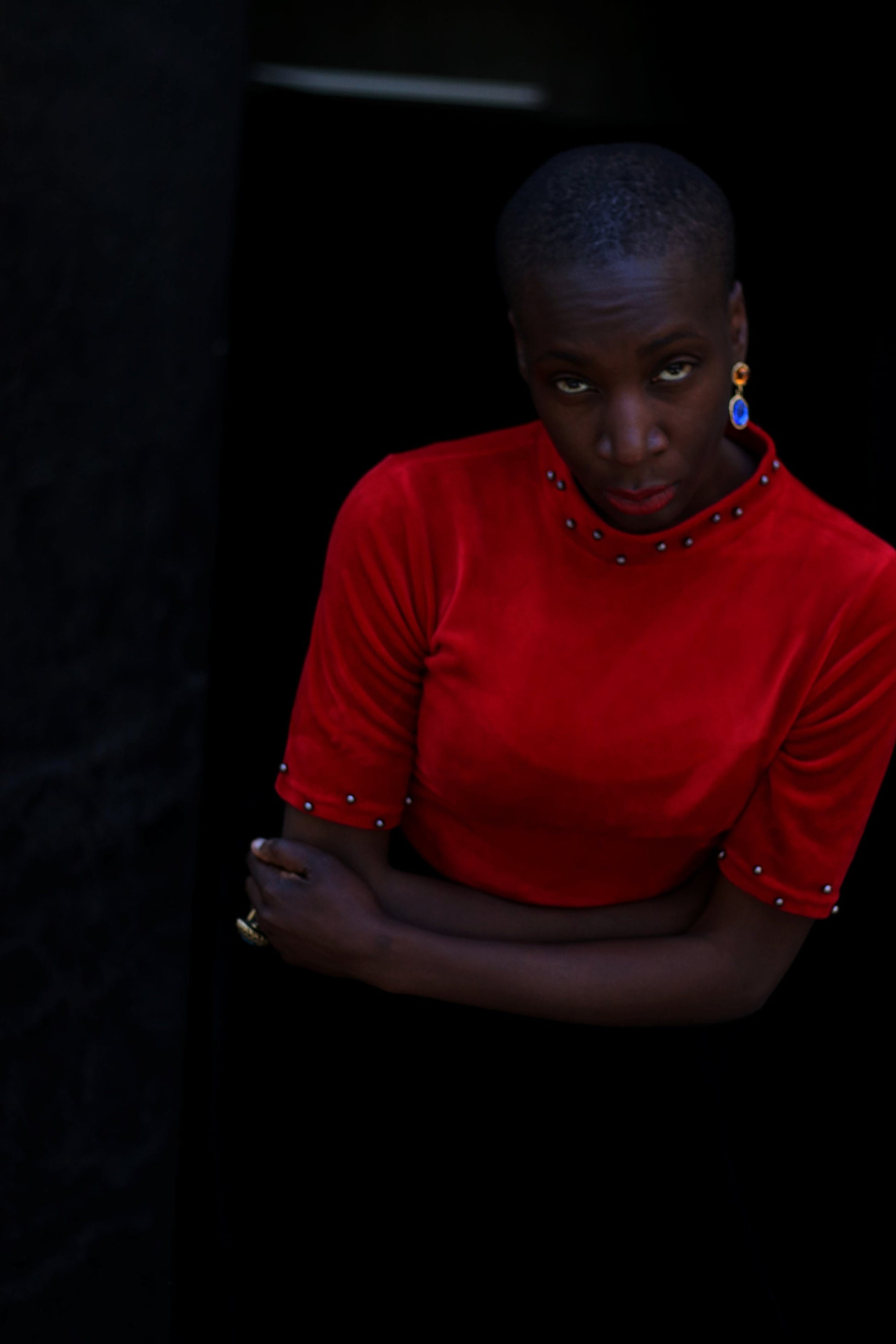 Vintage Gothic Top| y2k red velvet optic short sleeved blouse| Opulent Dark Glamour Design Chic